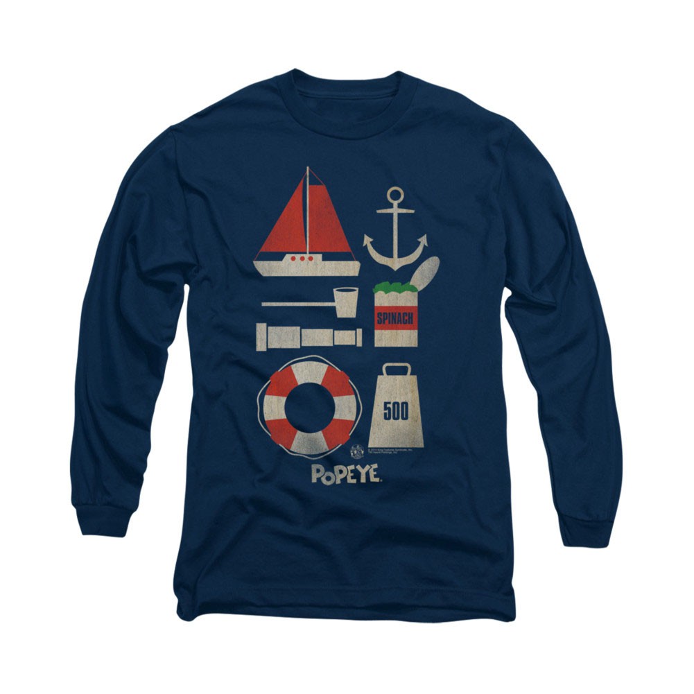 Popeye Items Blue Long Sleeve T-Shirt