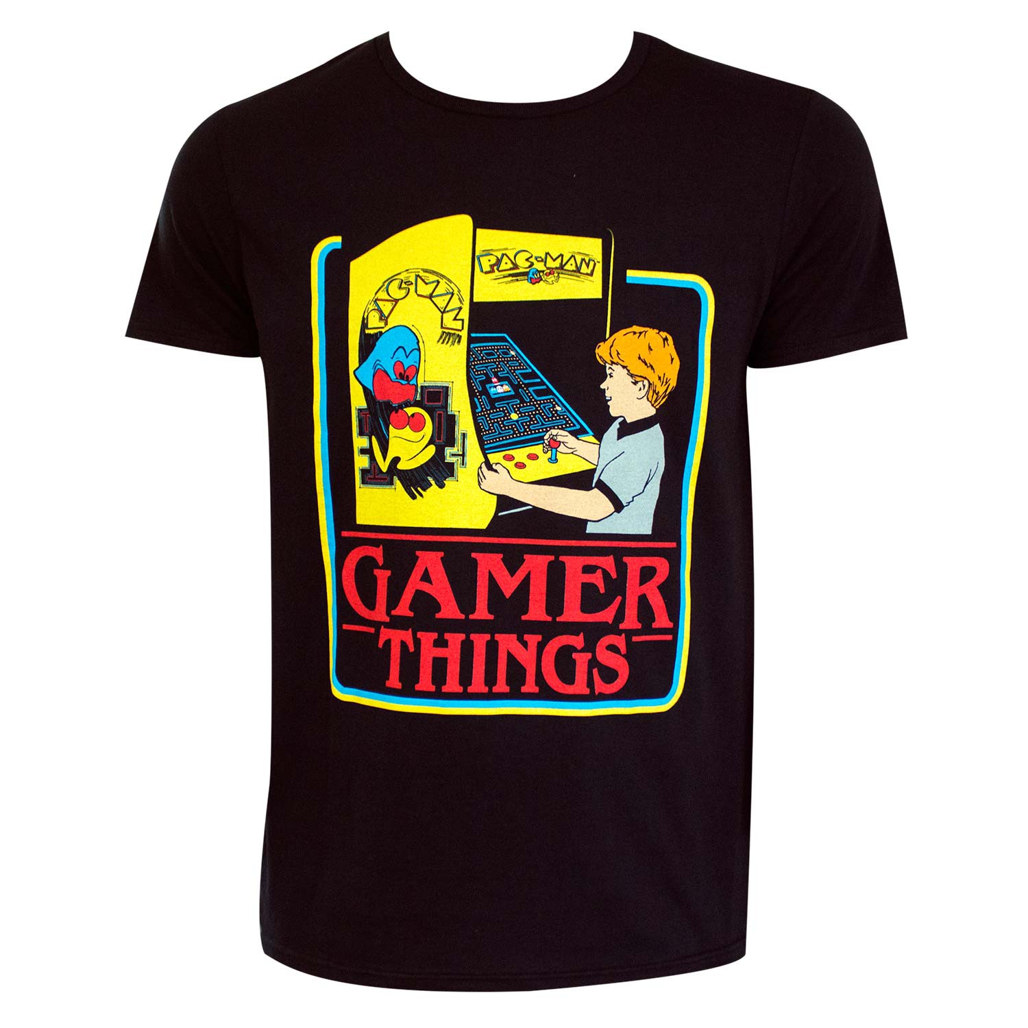 Pac-Man Gamer Things Black Tee Shirt, Black