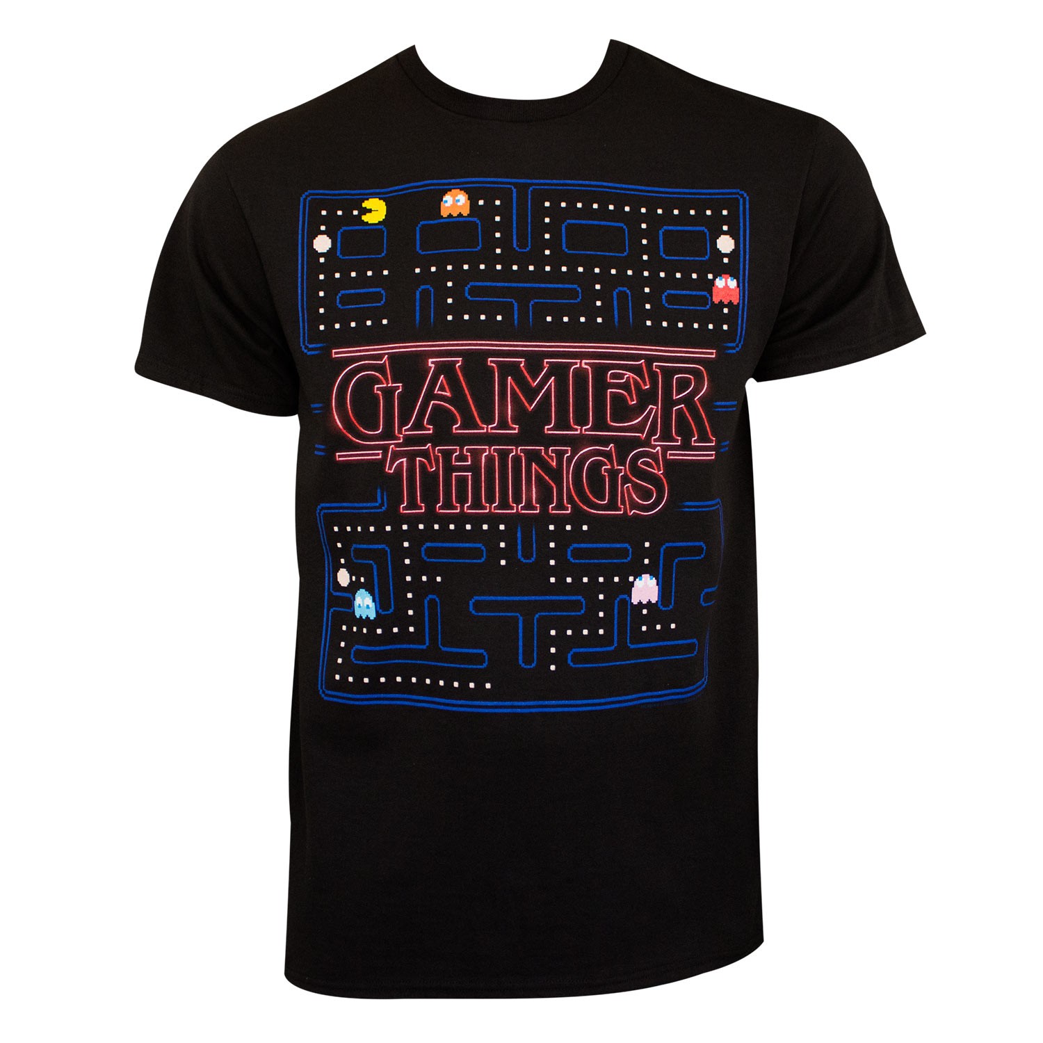 Pac Man Gamer Things Tee Shirt, Black