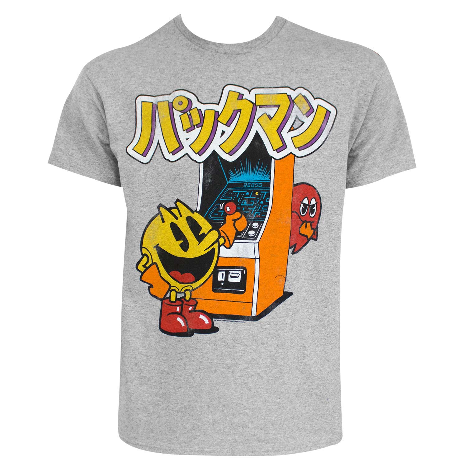 Pac-Man Japanese Logo Grey Tee Shirt
