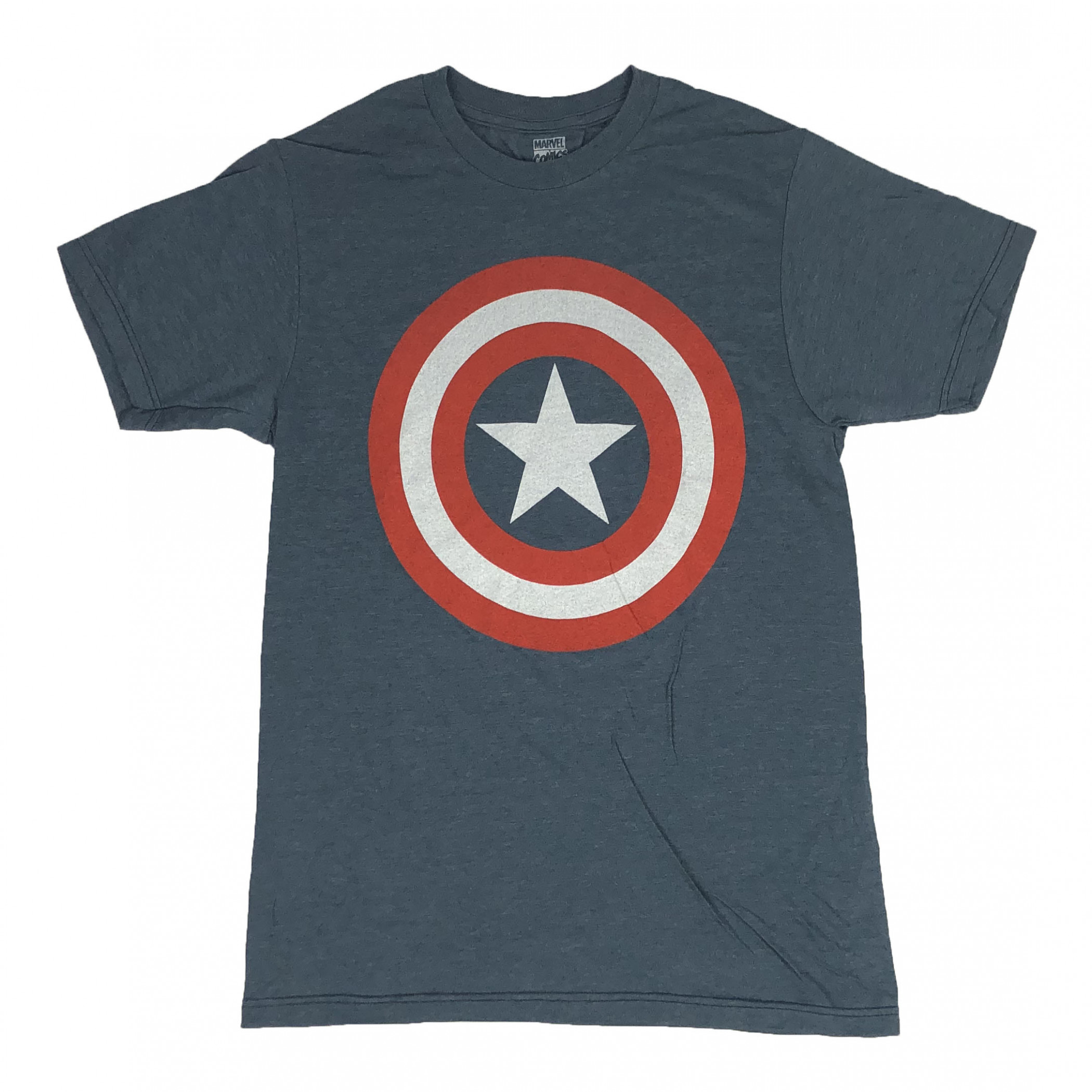 Captain America Shield Logo Heather Blue T-Shirt, Blue