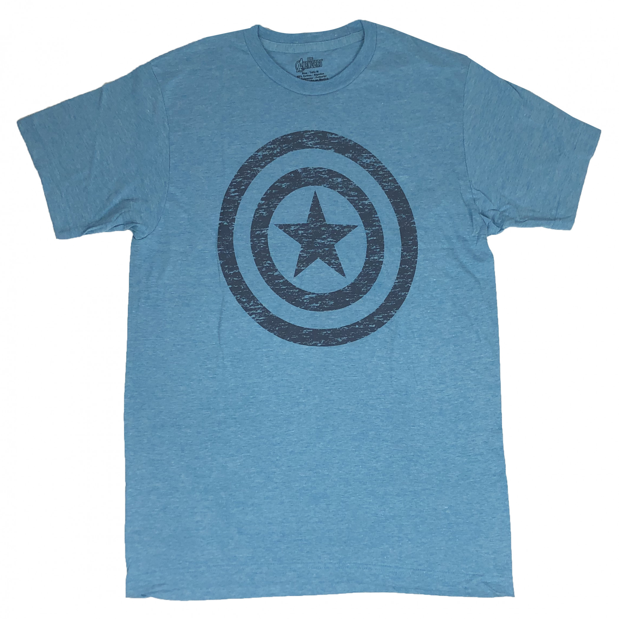 Captain America Distressed Shield Blue T-Shirt, Blue