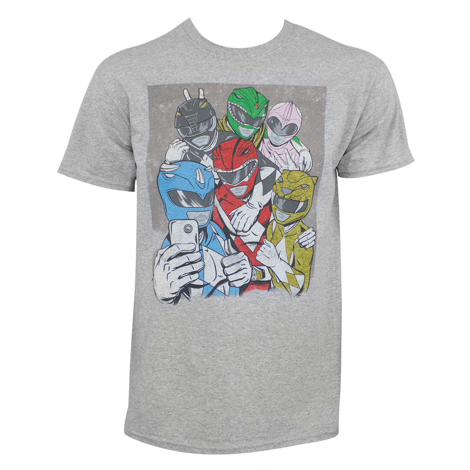 Power Rangers Selfie Tee Shirt, Grey