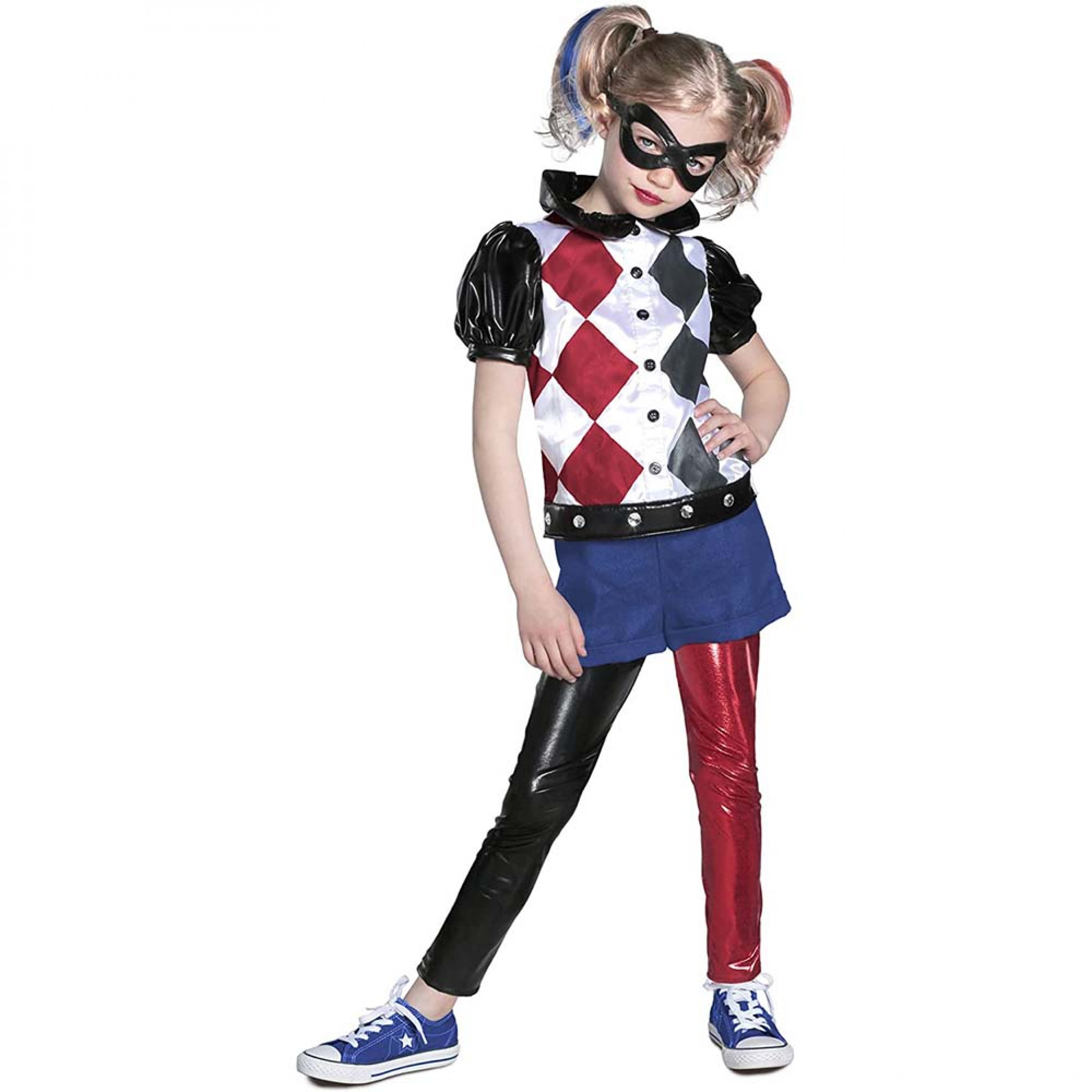 DC Comics Harley Quinn Premium Super Hero Girl's Costume, Multi-Color