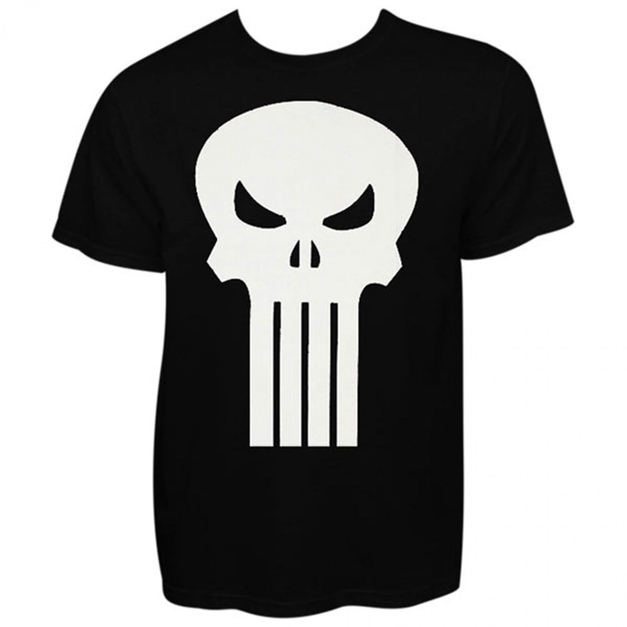 Punisher White Skull Black Graphic T-Shirt, Black