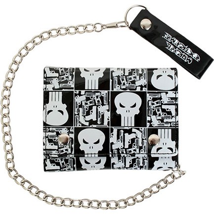 Punisher Marvel Comics Black White Vinyl Chain Wallet