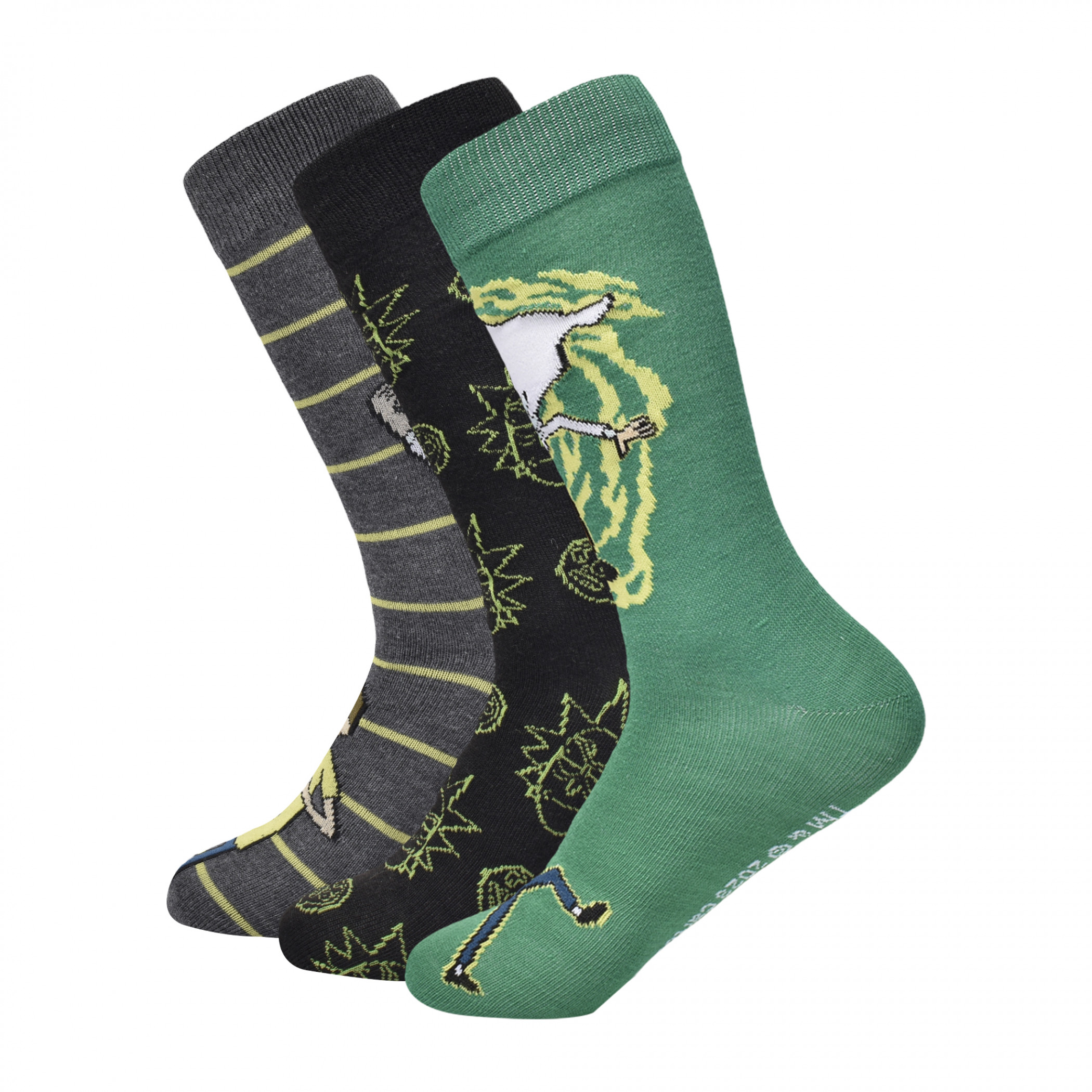 Rick And Morty Swirling Portal Crew Socks 3-Pair Box Set, Green