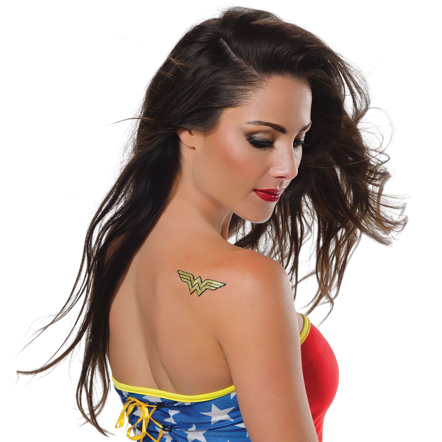 Wonder Woman Glitter Tattoo, Gold