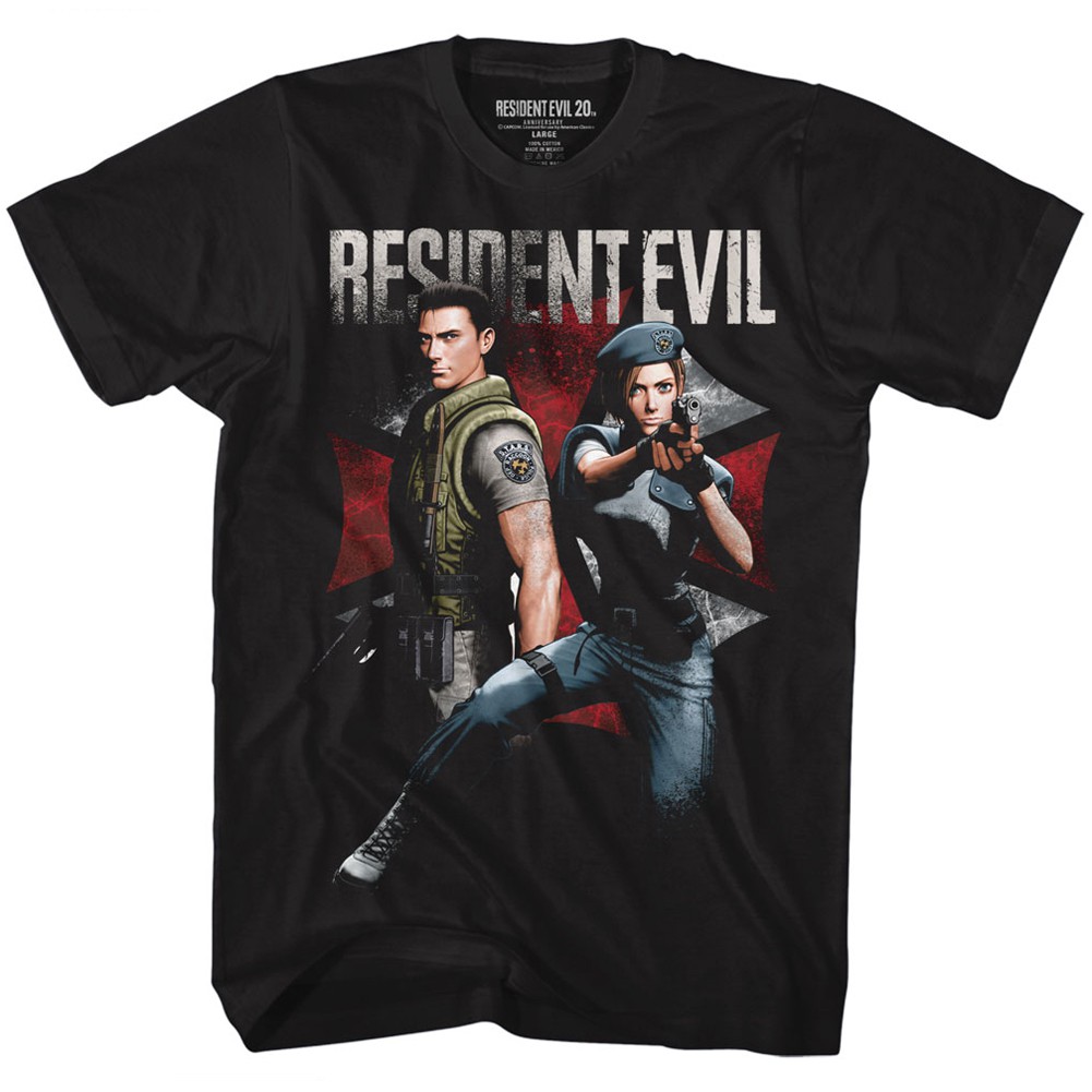 Resident Evil Chris and Jill Tshirt, Black