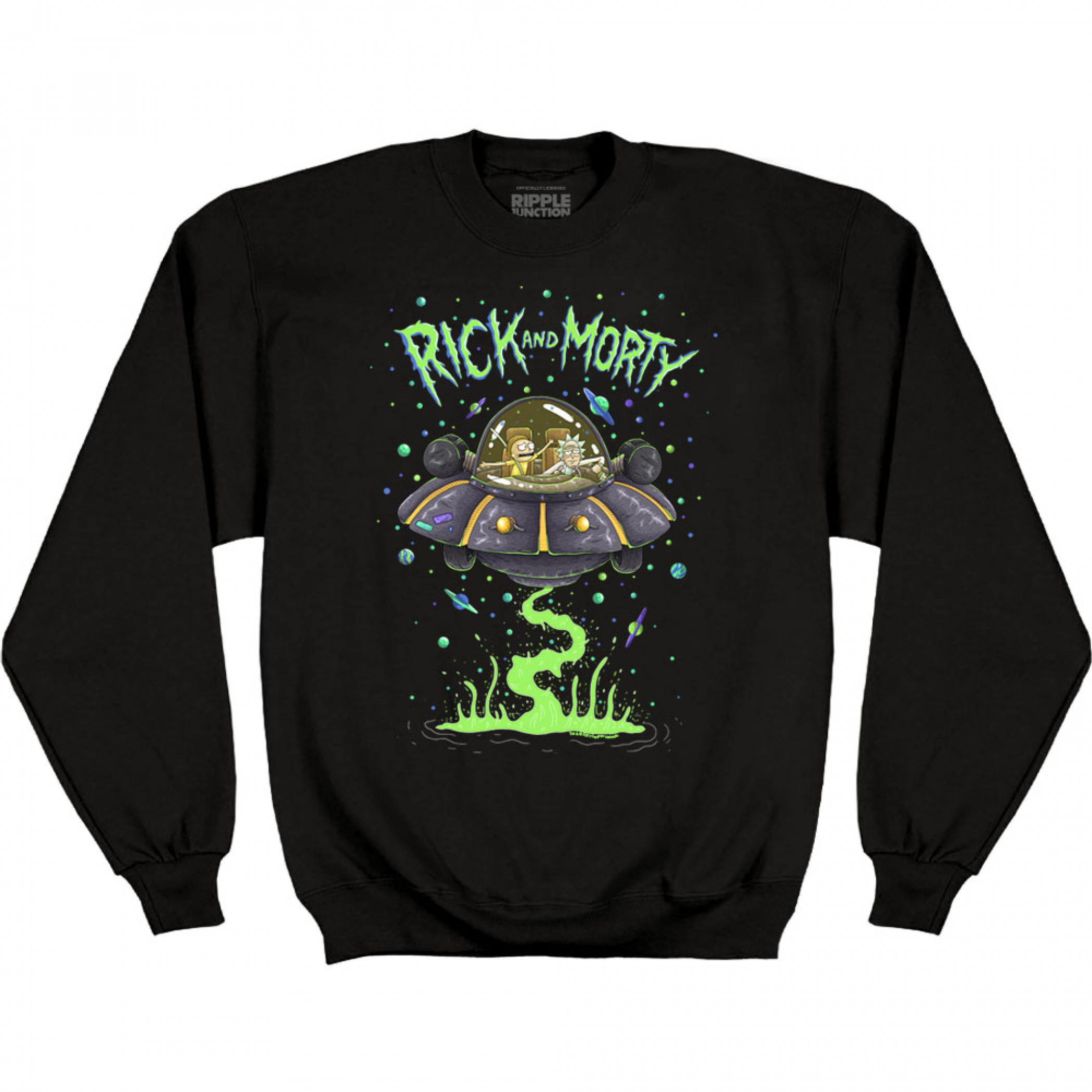 Rick and Morty Spaceship Dumping Sweatshirt, Black
