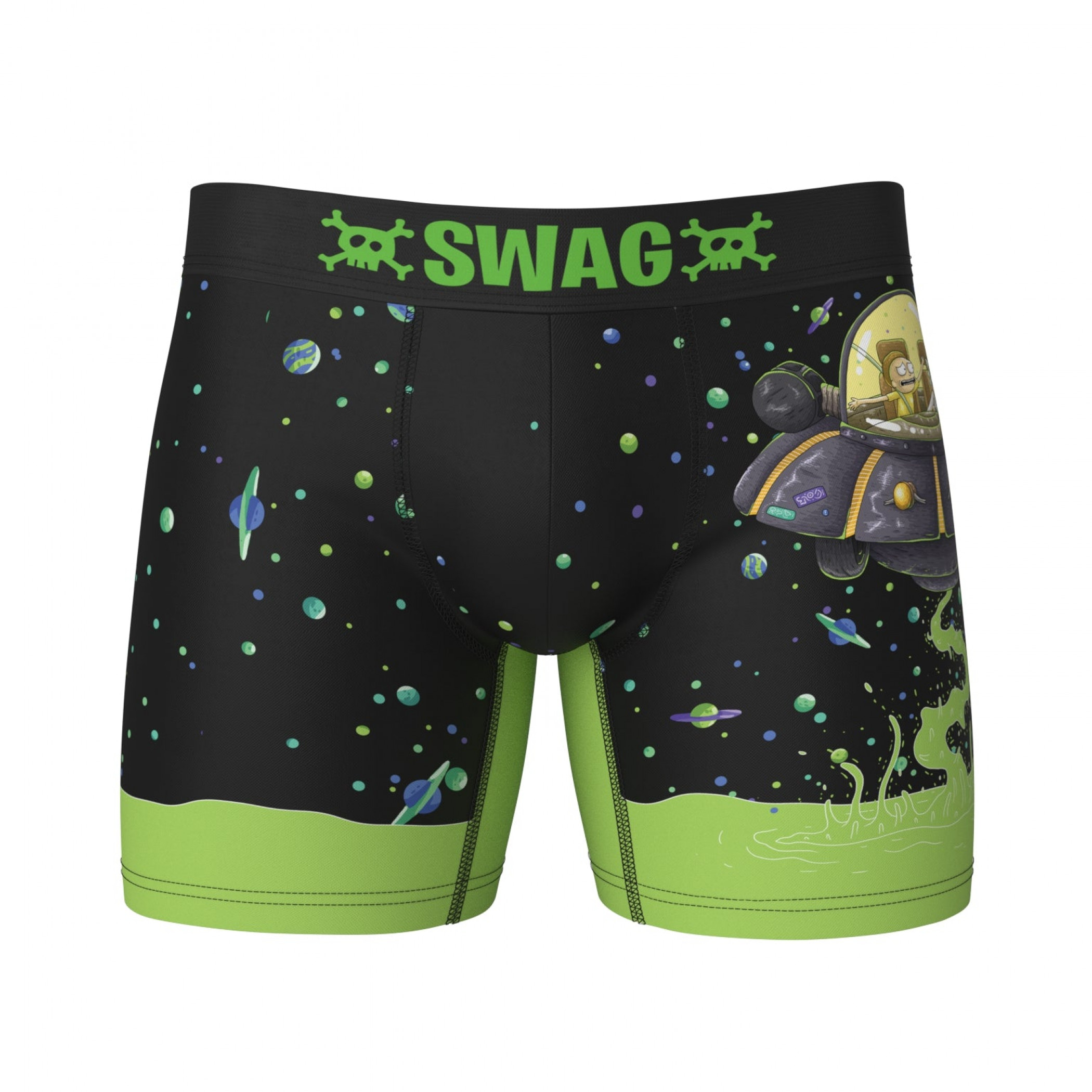 Rick and Morty UFO Swag Boxer Briefs, Black