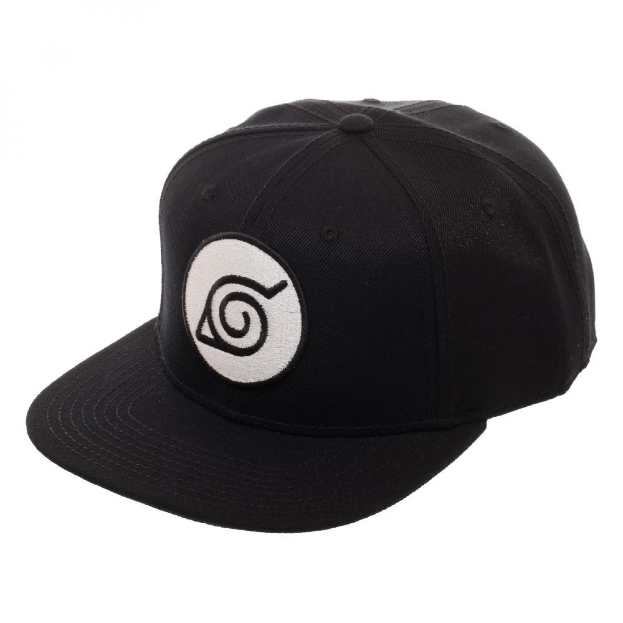 Naruto Leaf Black Snapback Hat, Black