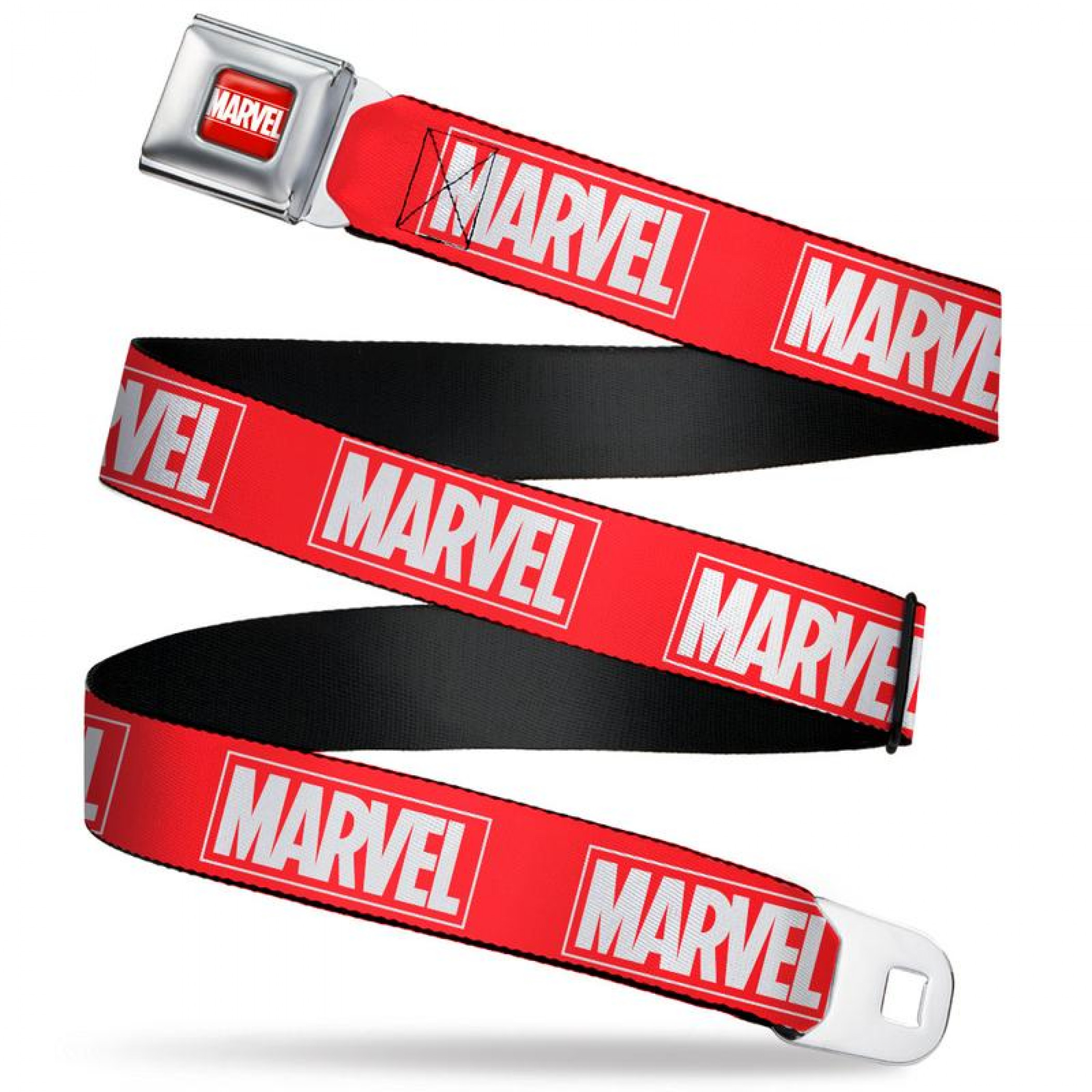 Marvel Brand Logo Seatbelt Belt, Red