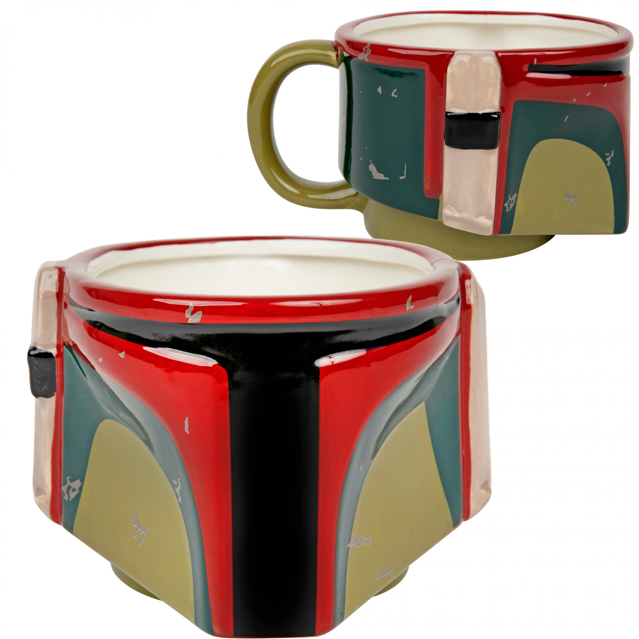 Star Wars Boba Fett Distressed Helmet 3D Sculpted 20oz Jumbo Mug, Green