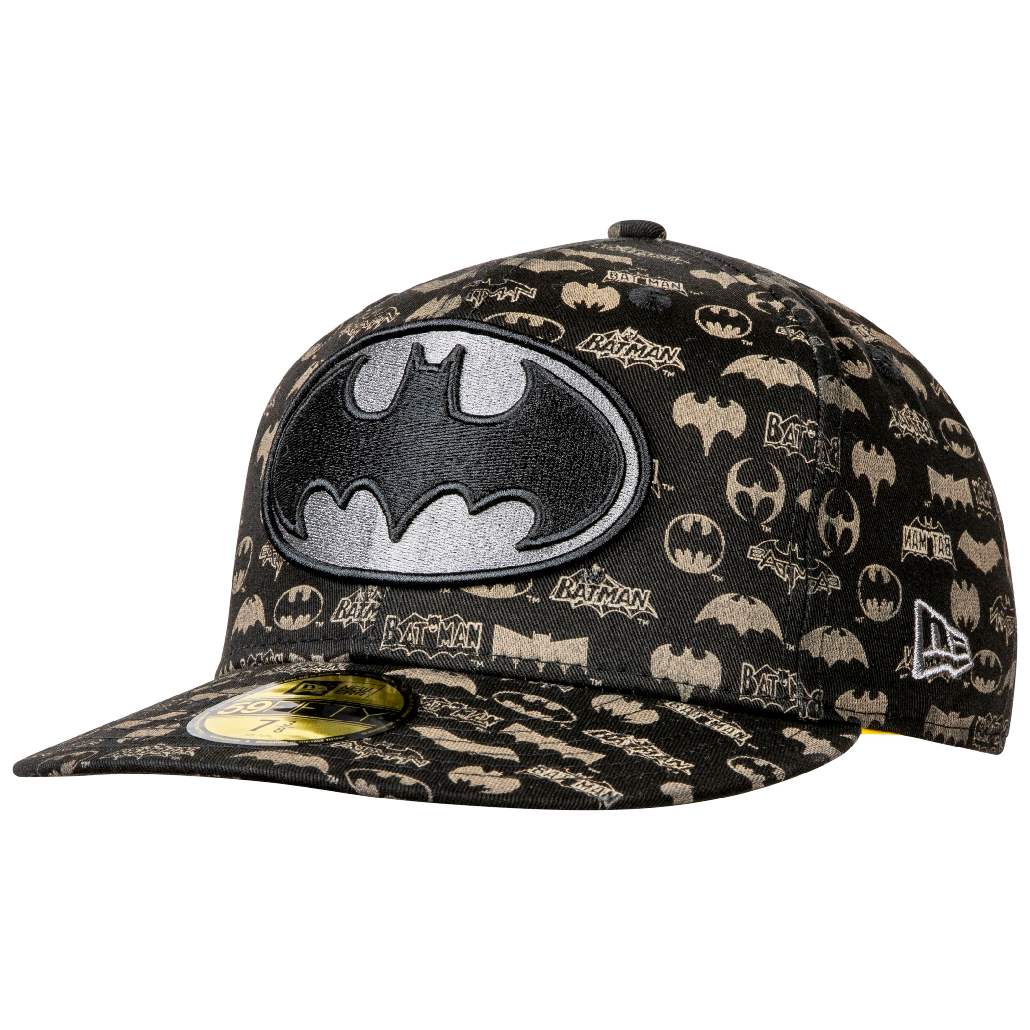 Batman New Era Laser Etched All Over Logos 59Fifty Hat, Black