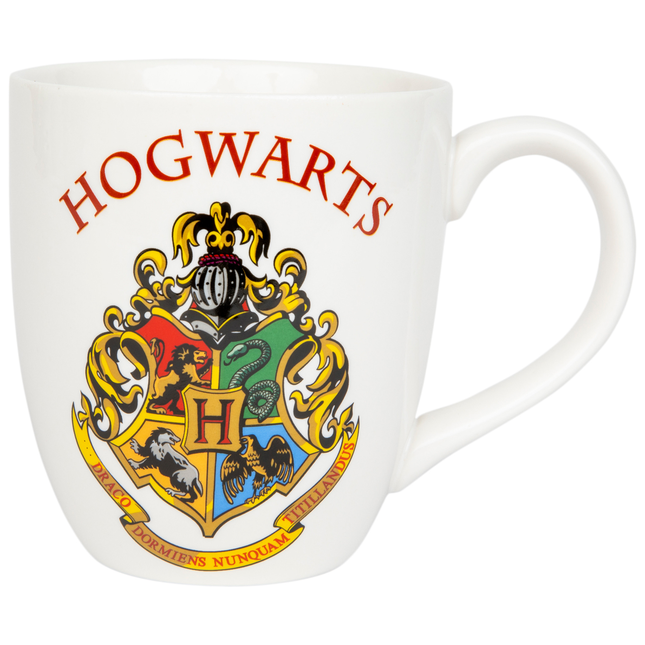 Harry Potter Hogwarts Crest Text Mug, White