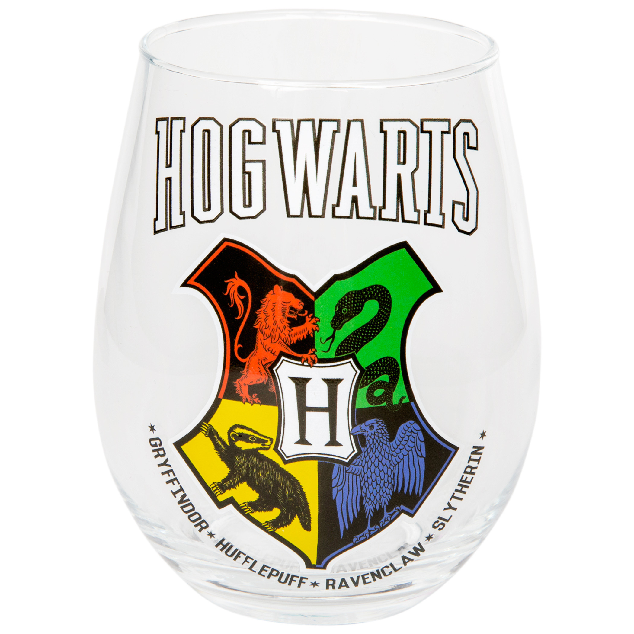 Harry Potter Houses 20 Oz Stemless Wine Glass, Clear