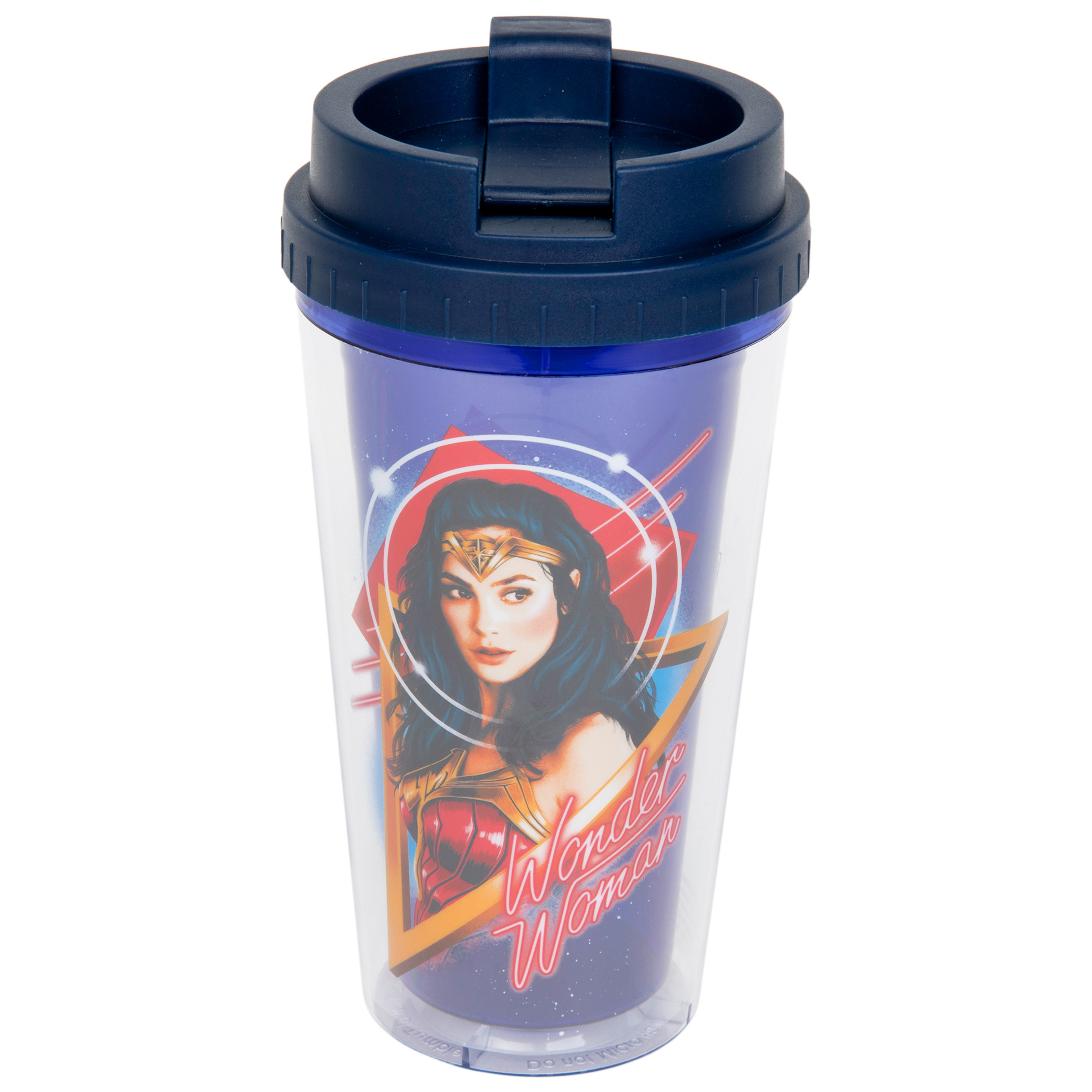 Wonder Woman 1984 Character Print 16oz Double Wall Plastic Travel Mug, Blue
