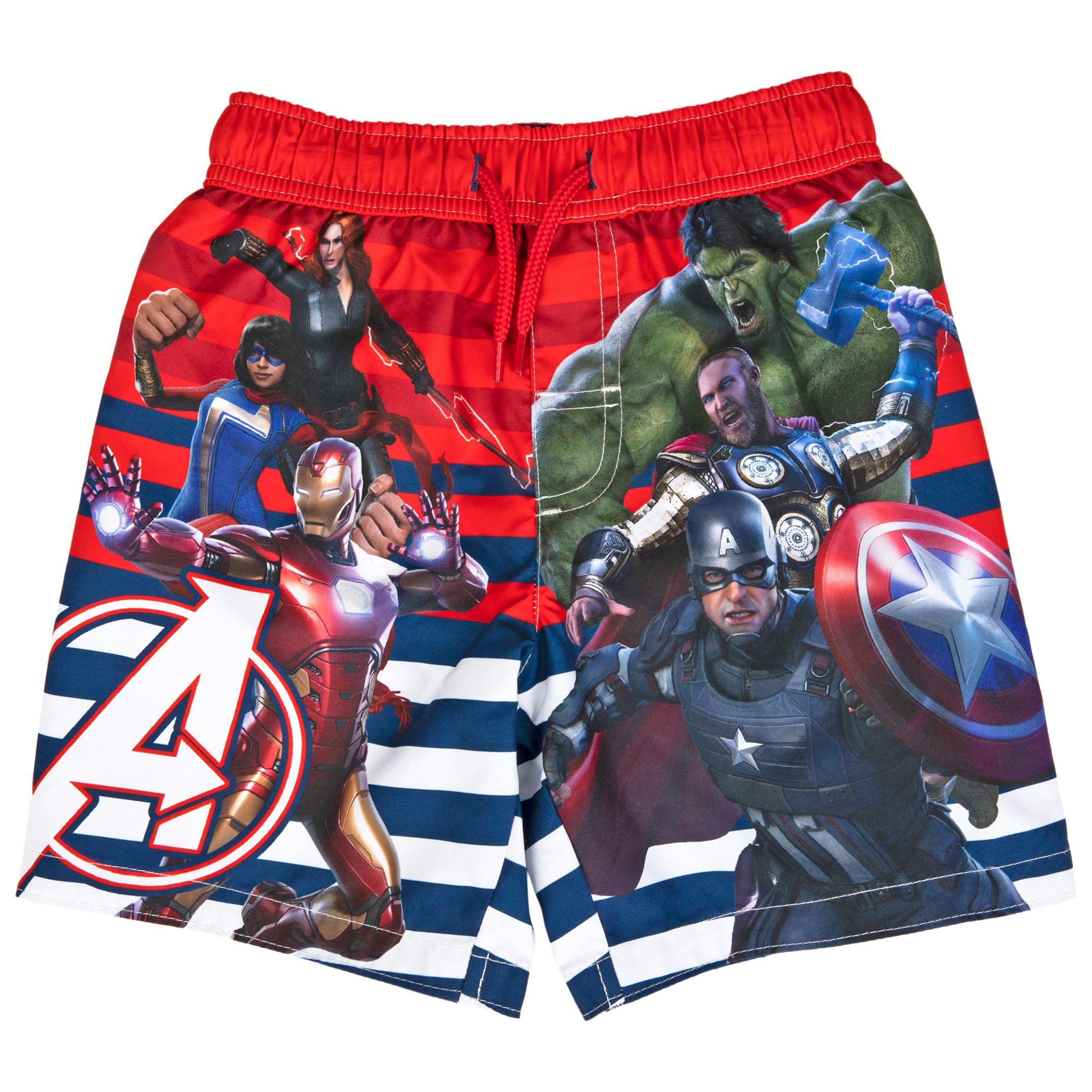 Marvel Avengers Gamerverse Symbol and Team Youth Swim Trunks, Multi-Color