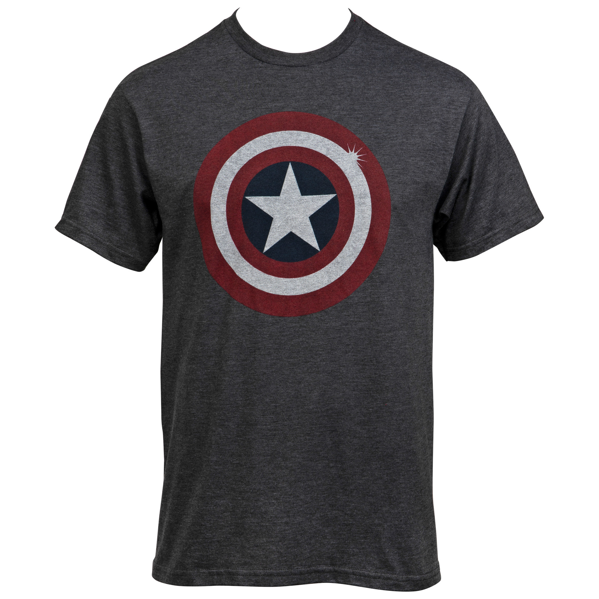 Captain America Distressed Shield Grey T-Shirt, Grey