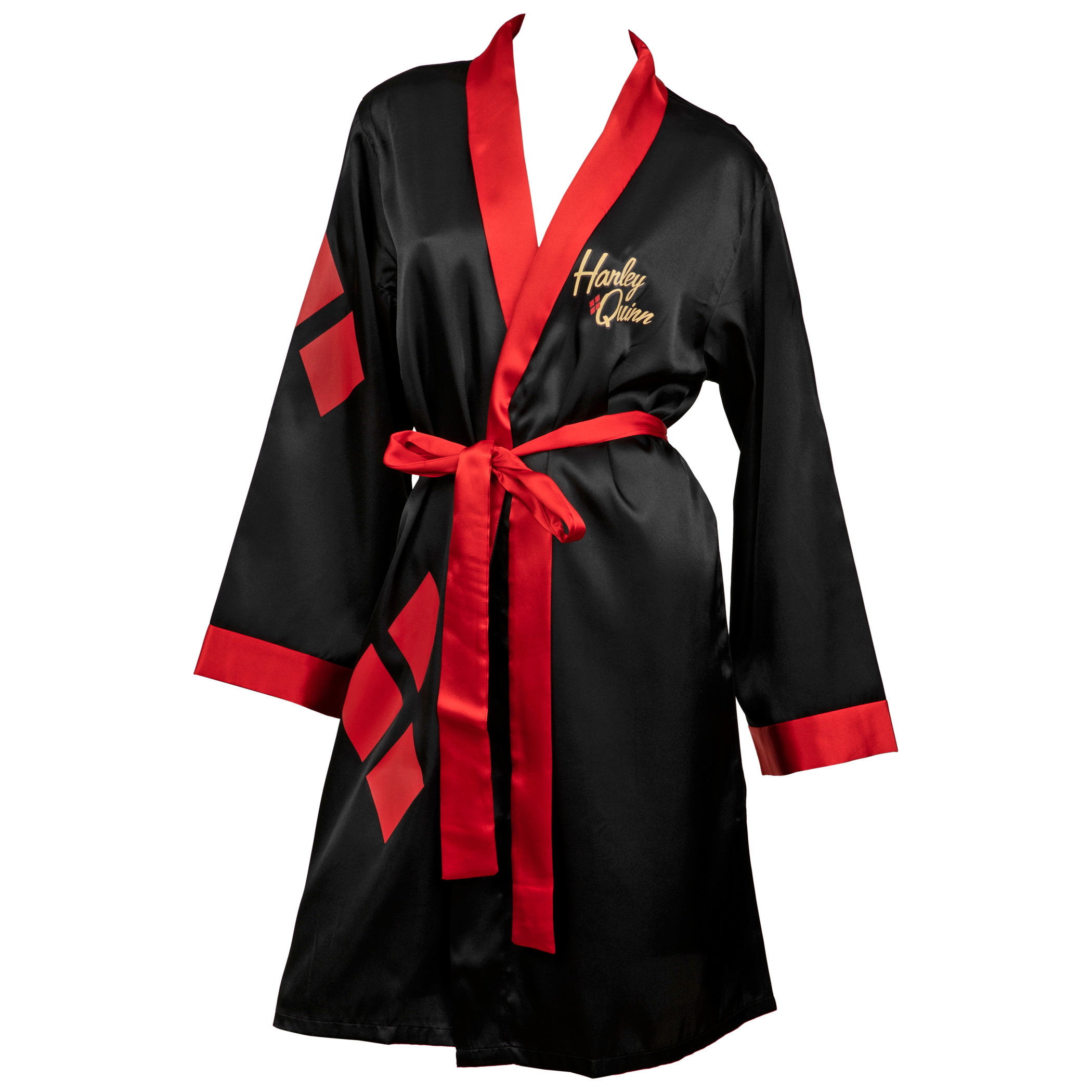 DC Comics Harley Quinn Bombshell Silky Satin Robe, Red