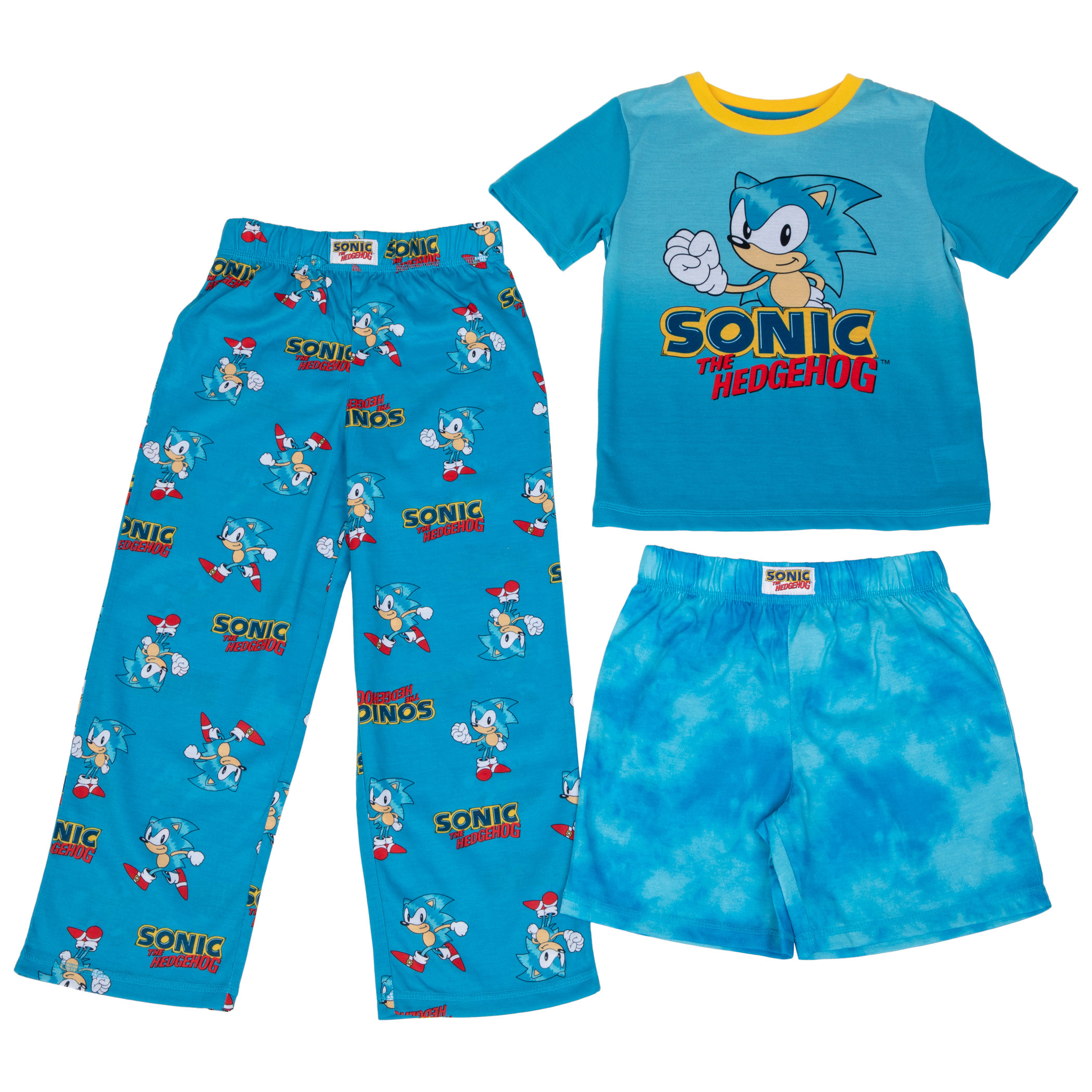 Sonic The Hedgehog Boy's 3 Piece Pajama Set, Blue