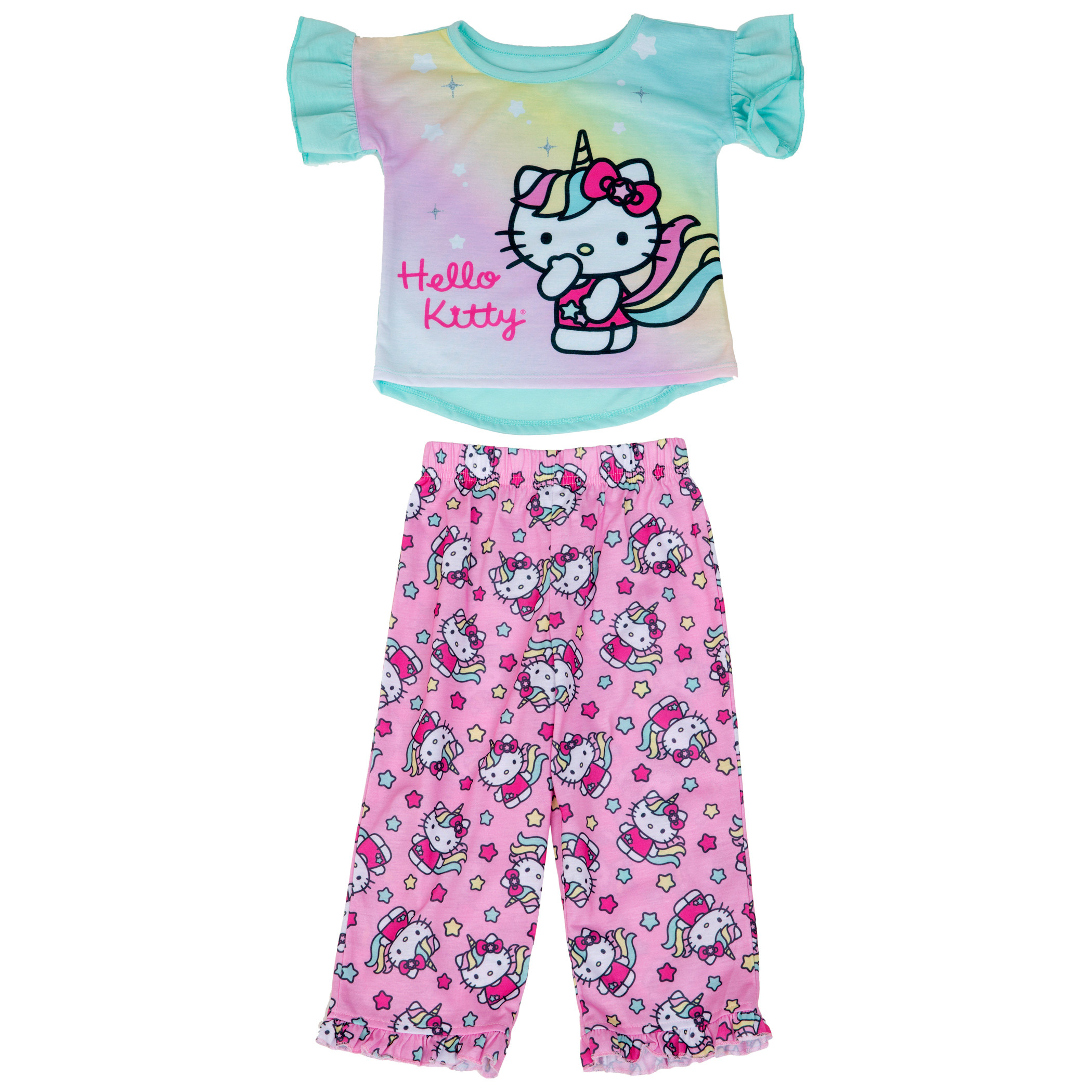Hello Kitty Unicorn All Over Print 2-Piece Pajama Set, Pink
