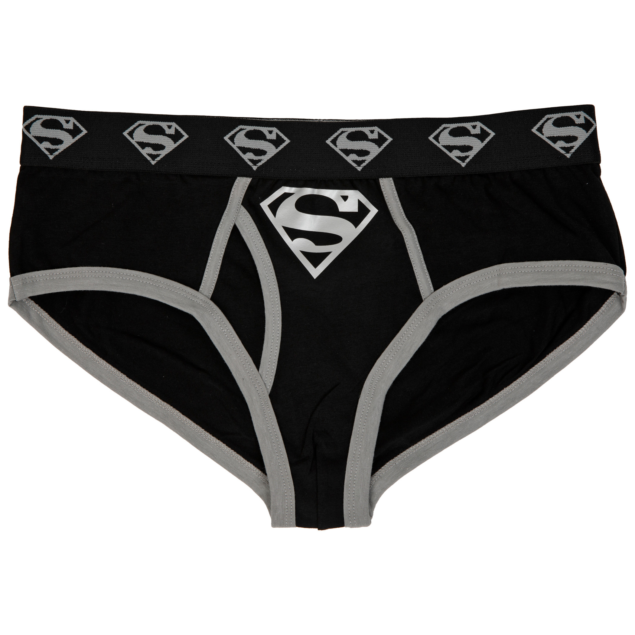 Superman Silver Logo Men's Underwear Fashion Briefs, Black