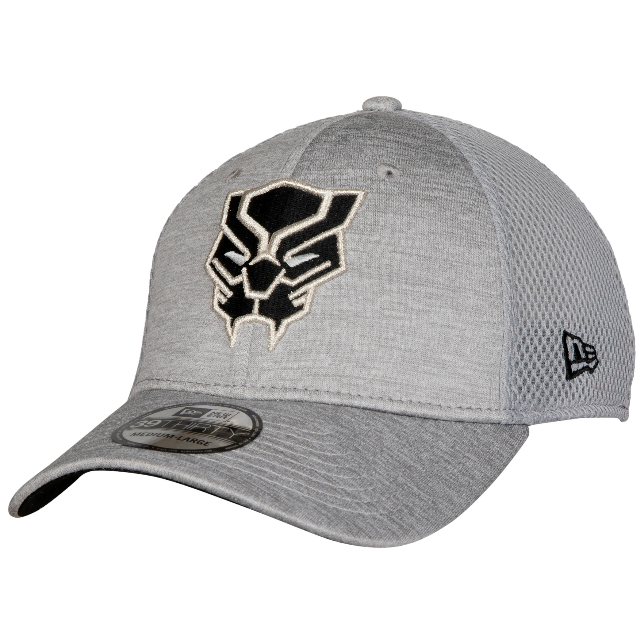 Black Panther Symbol Grey Shadow Tech New Era 39Thirty Fitted Hat, Grey
