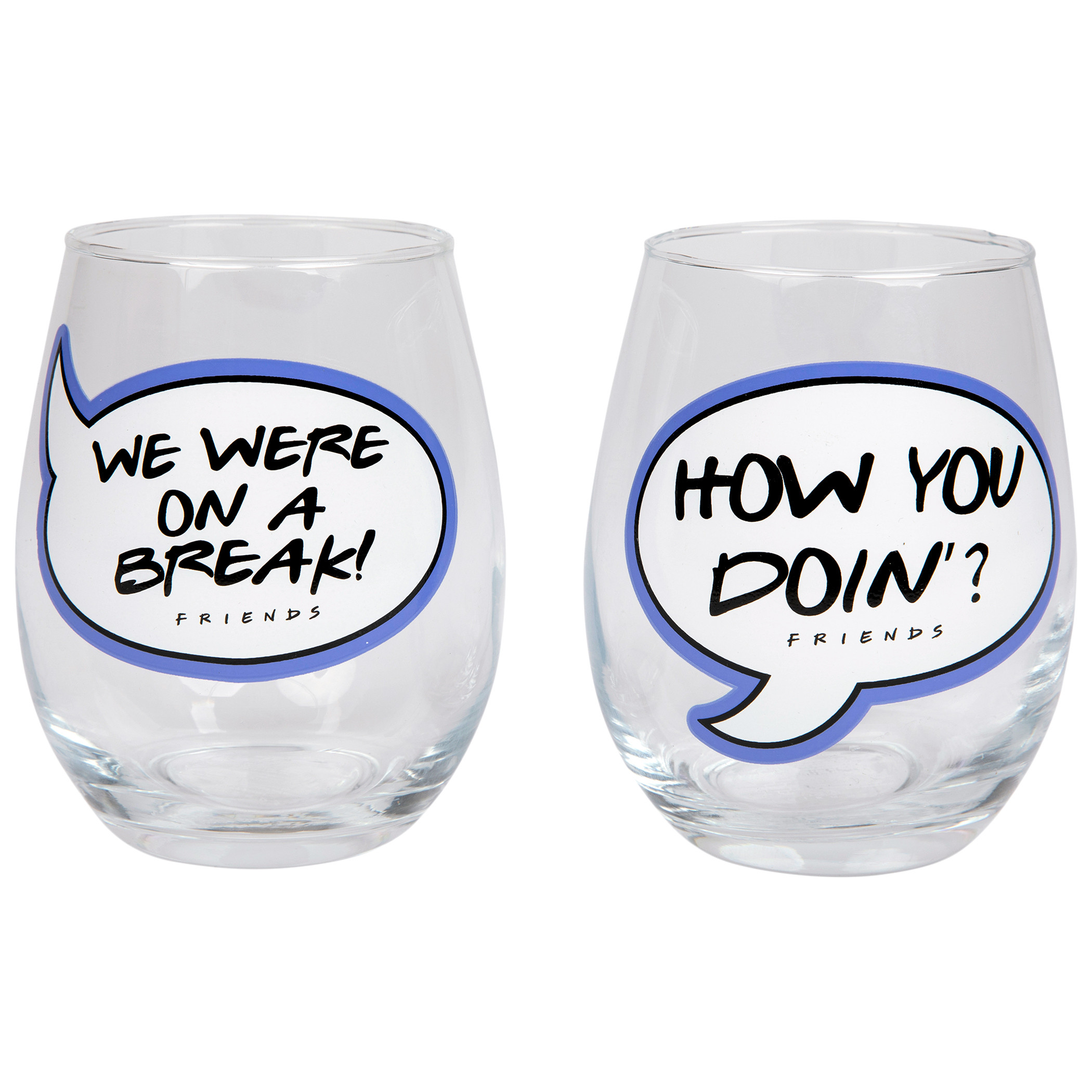 Friends Conversation Bubble 2pk Stemless 20 Oz Wine Glass