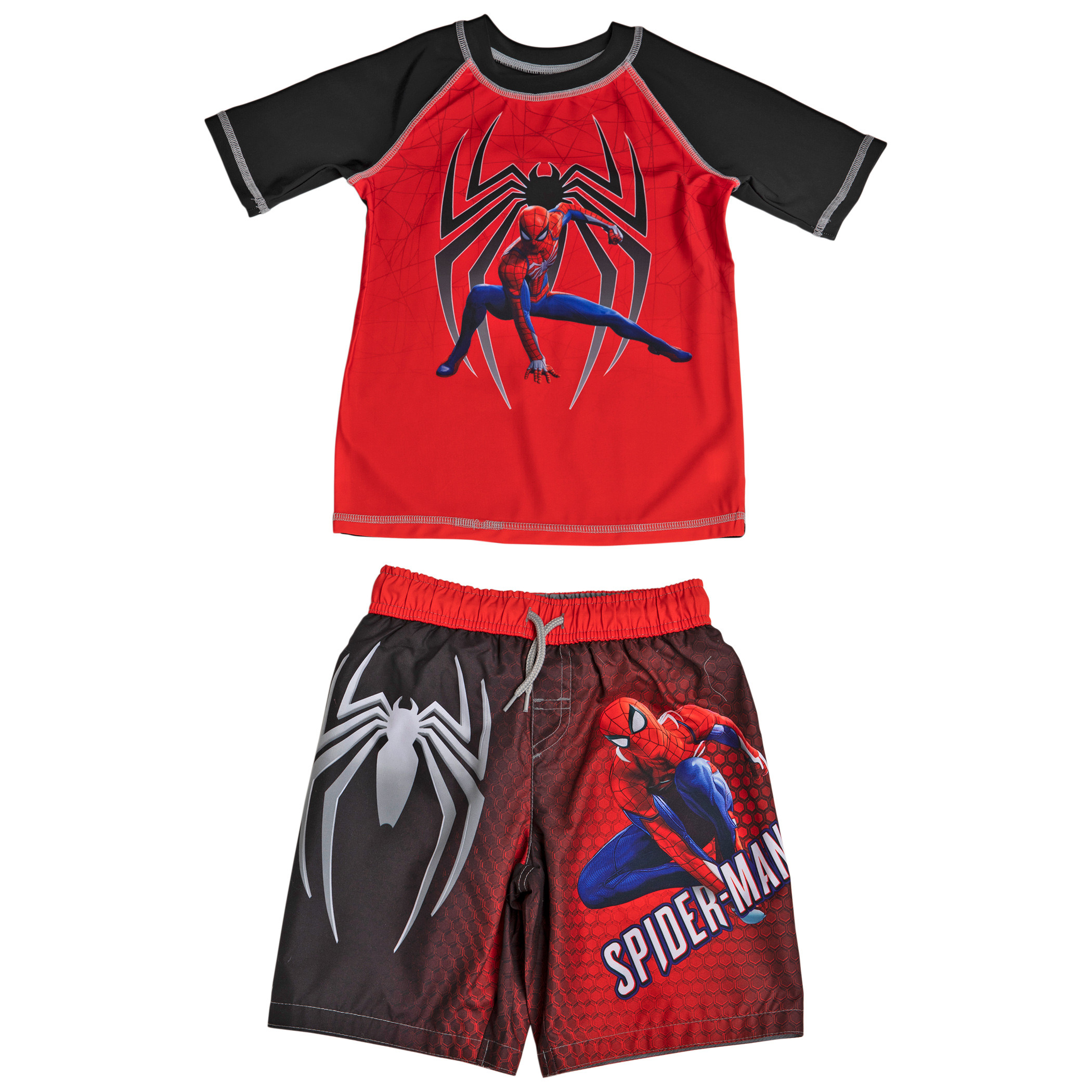 Spider-man Gamerverse Symbol Youth Swim Trunks and Rashguard, Multi-Color
