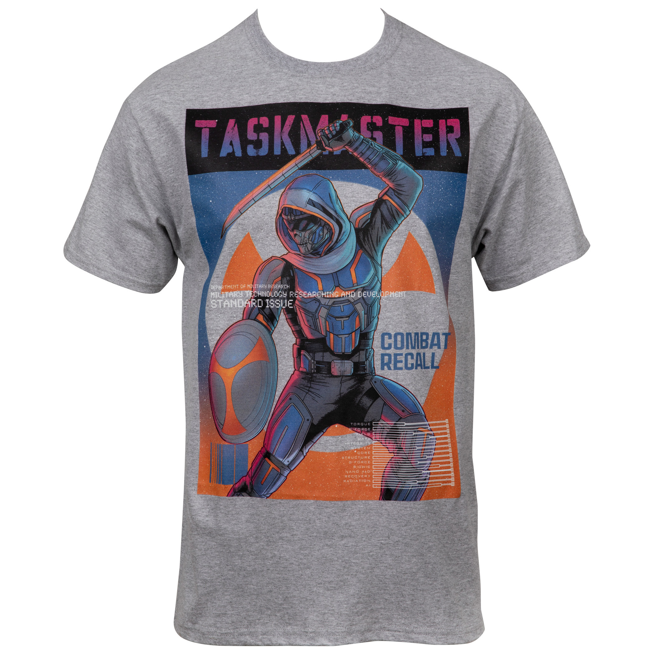 Black Widow movie Taskmaster Combat Recall T-Shirt, Grey