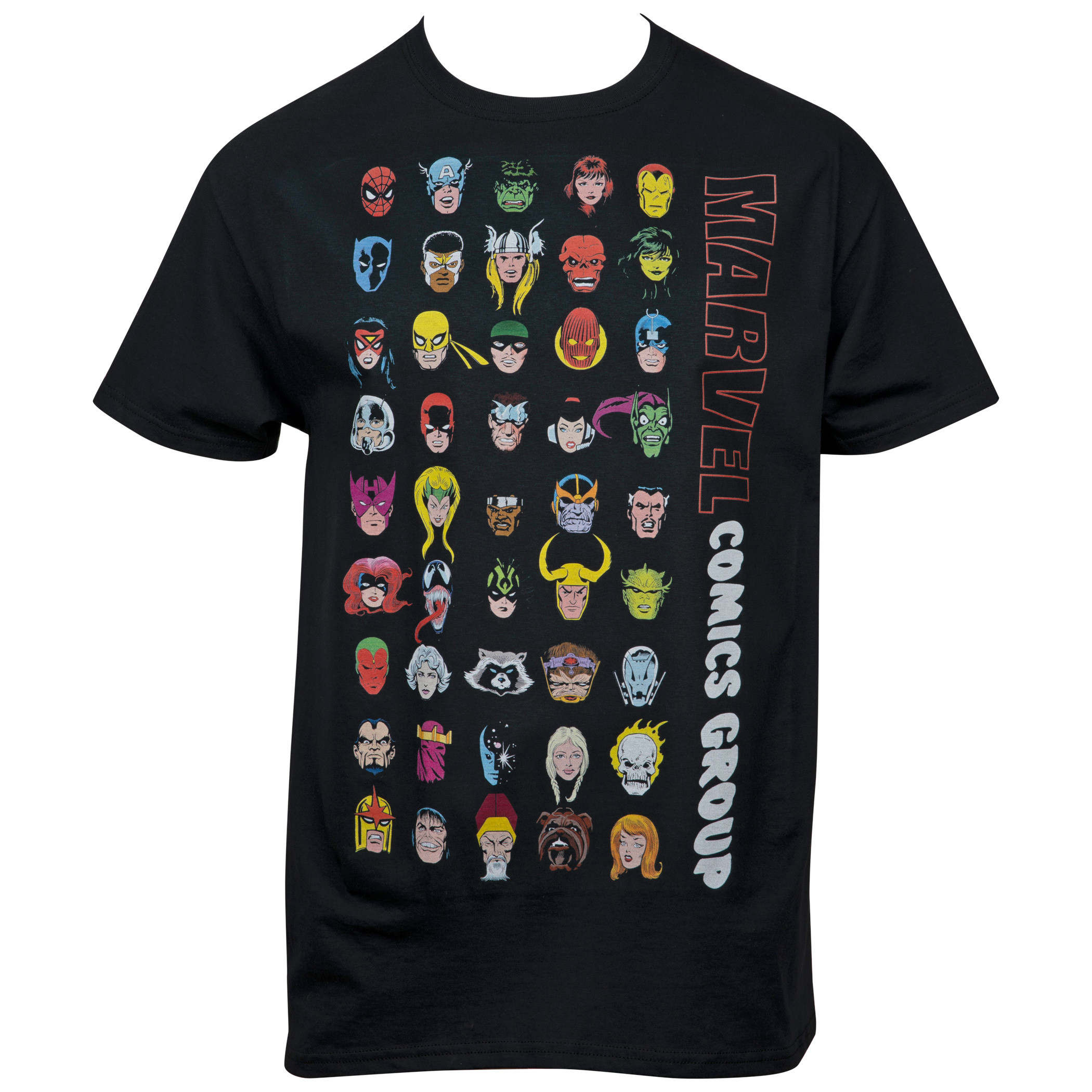 Marvel Comics Character Head Bingo T-shirt, Black