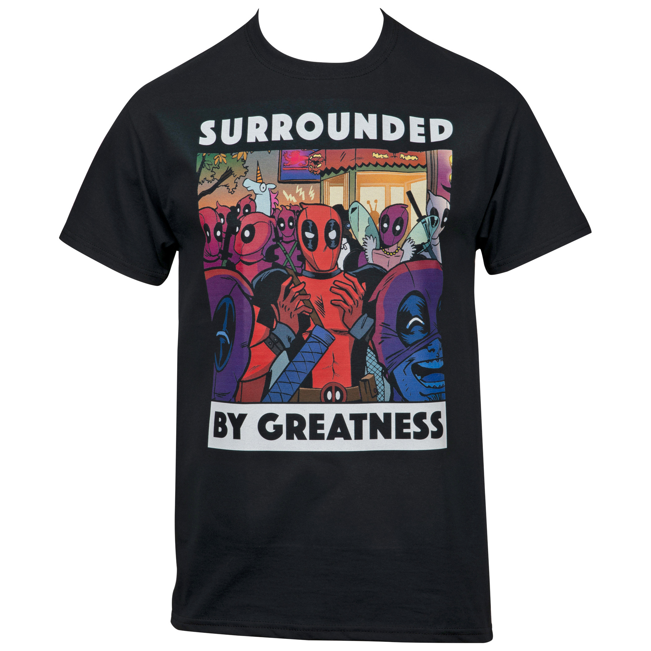 Marvel Deadpool I'm Surrounded By Idiots T-shirt, Black