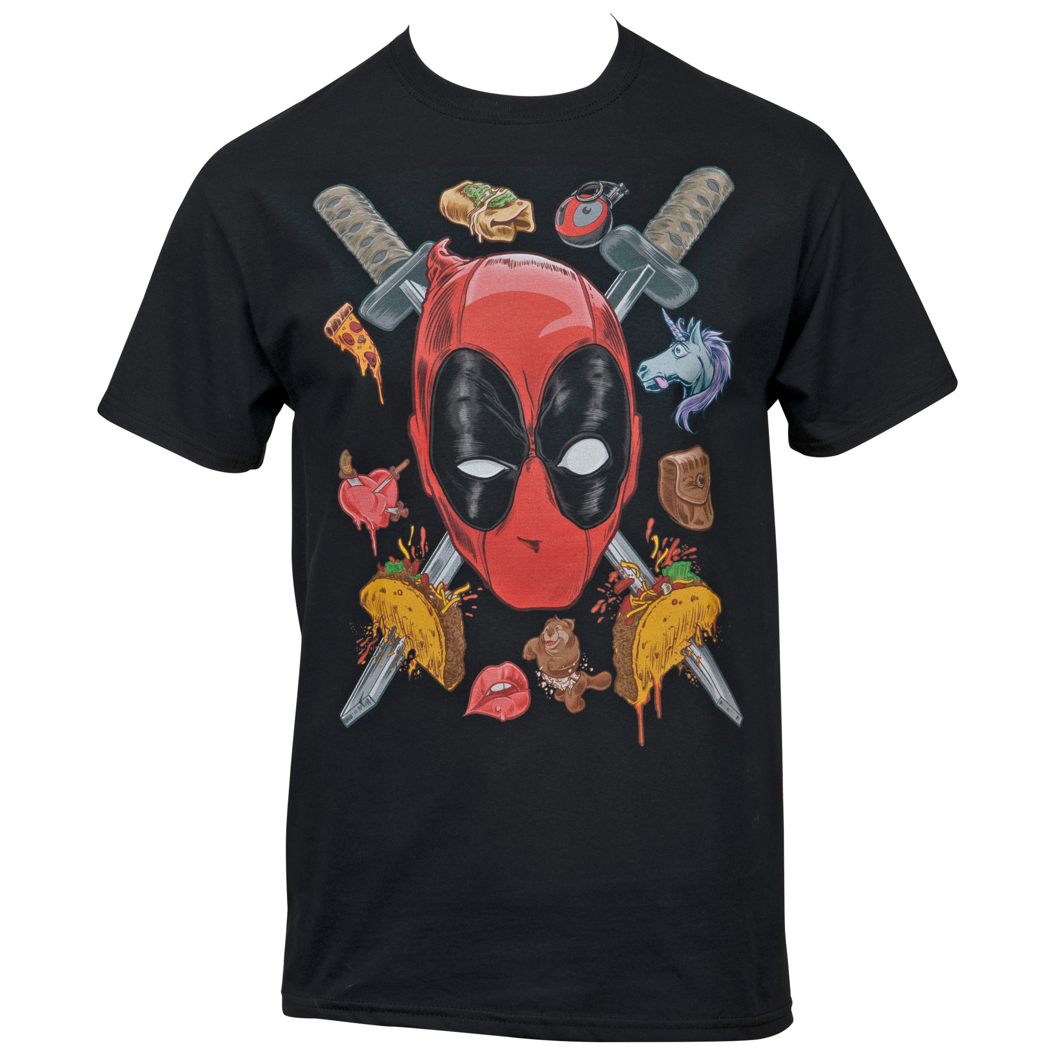 Marvel Deadpool Two Swords For My Thoughts T-shirt, Black