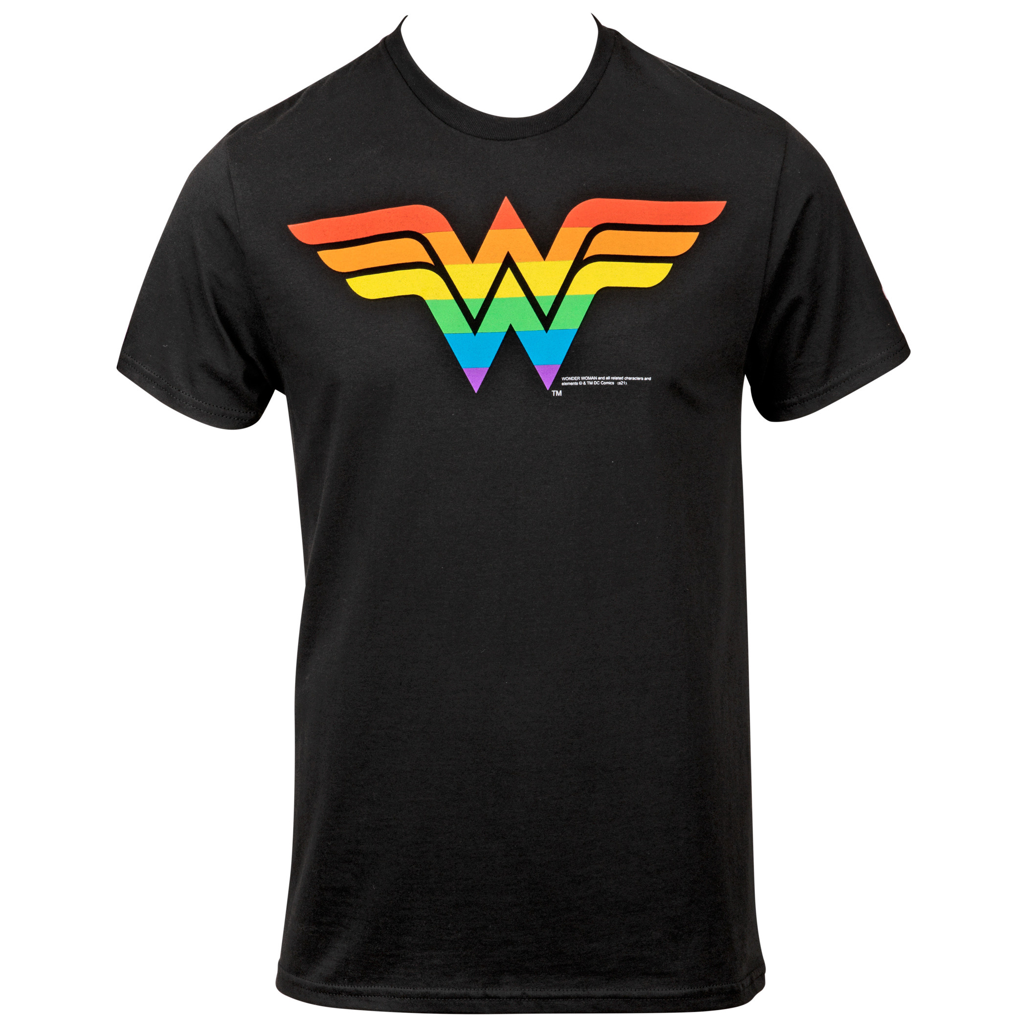 Wonder Woman Rainbow Symbol T-Shirt, Black