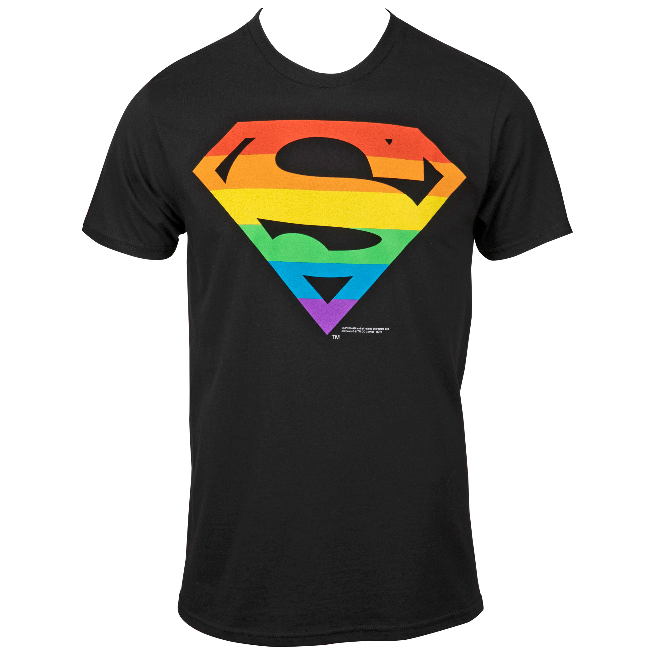 Superman Rainbow Symbol T-Shirt, Black