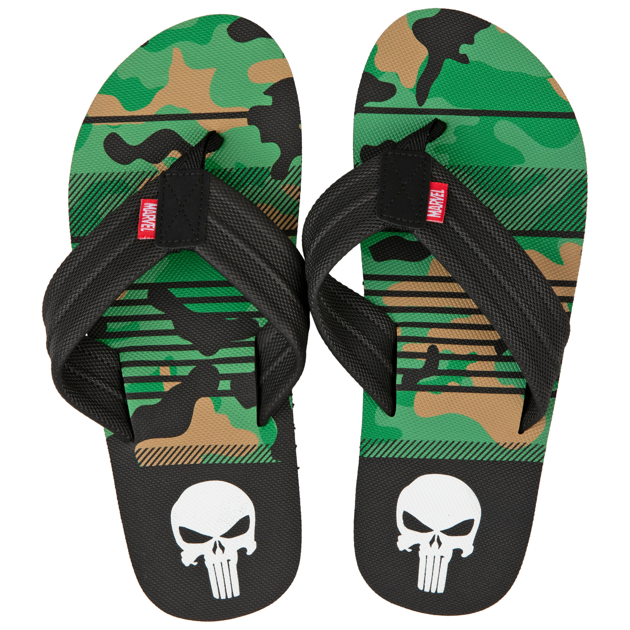 The Punisher Marvel Camo Flip Flop Sandals, Multi-Color