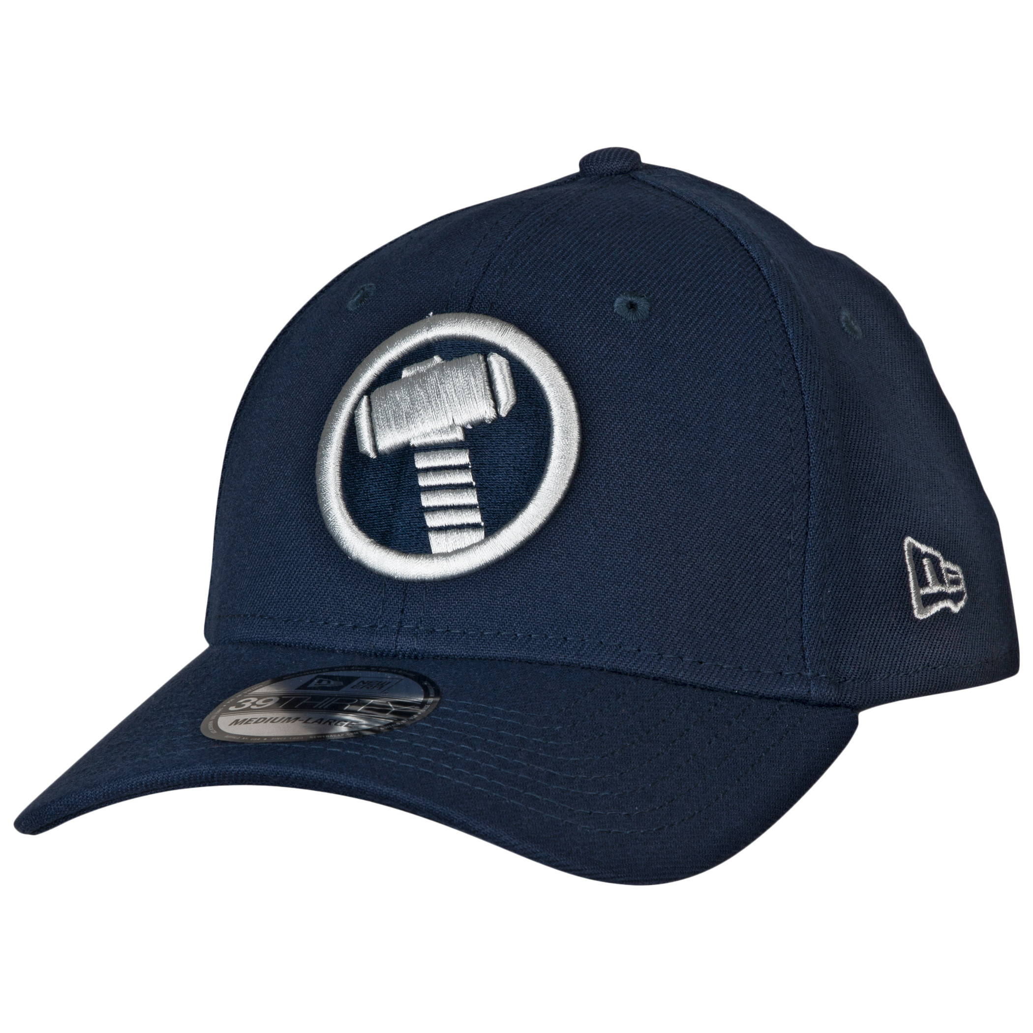 Thor Mjolnir Symbol Color Block New Era 39Thirty Fitted Hat, Blue