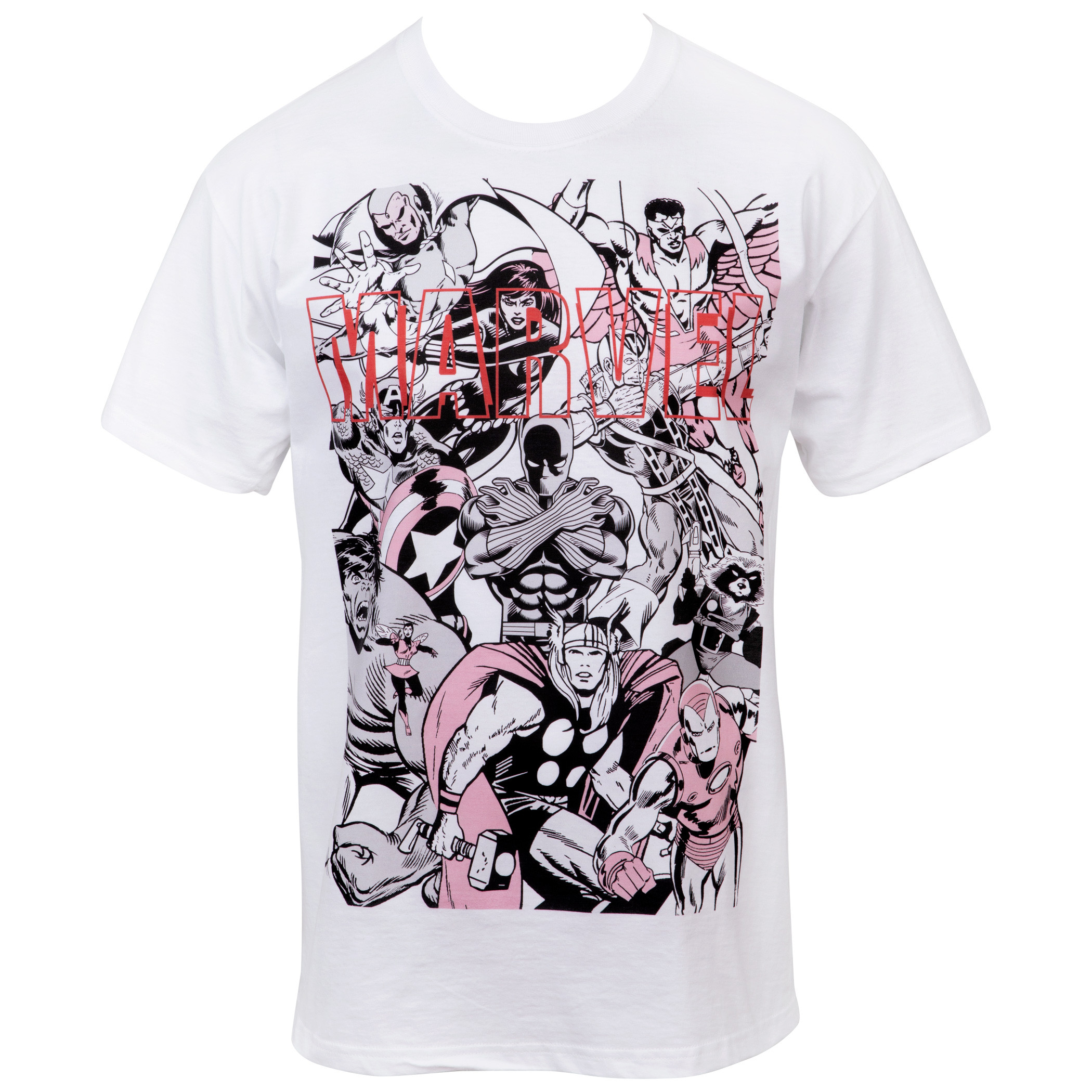 Marvel The Avengers Group Shot Minimalist T-Shirt, White