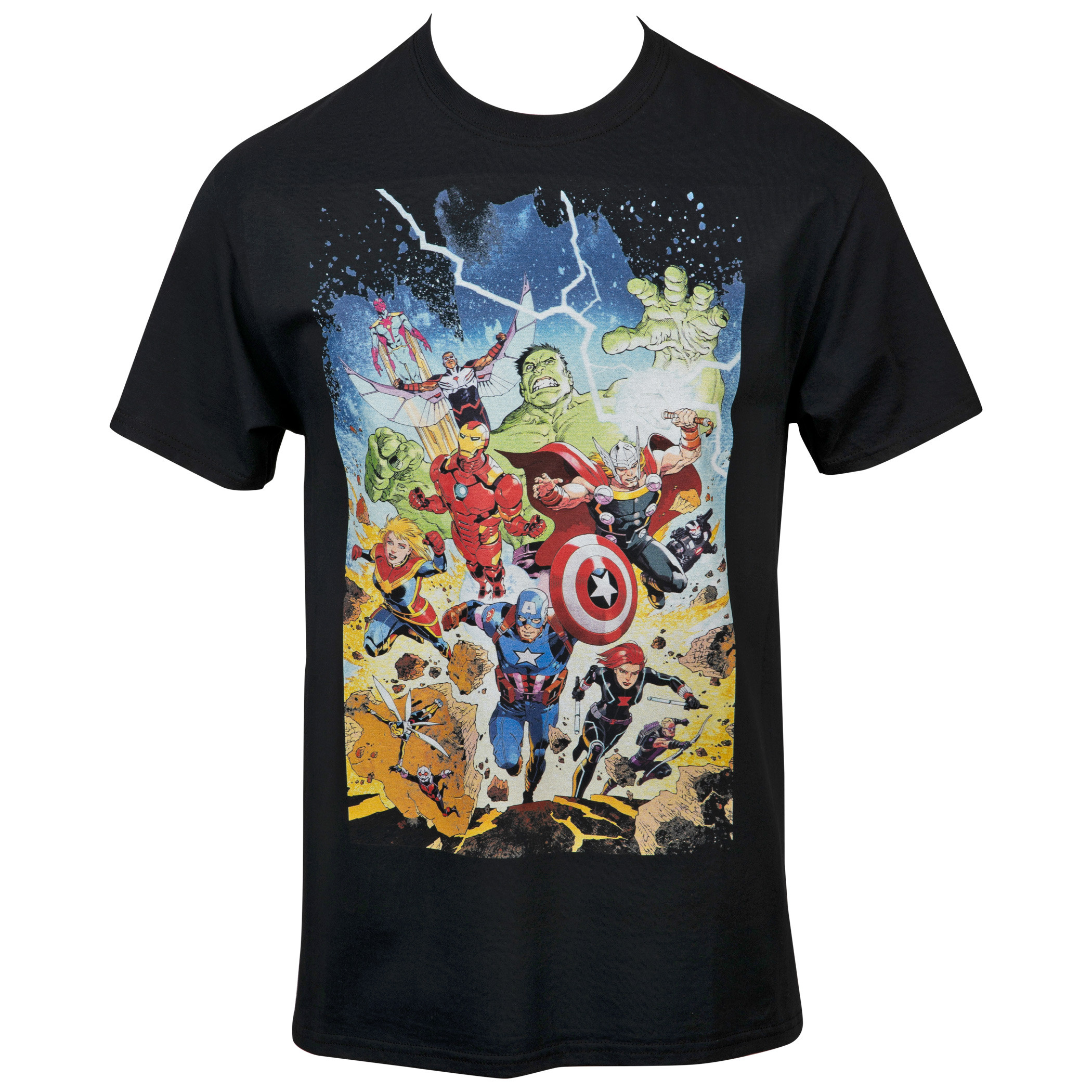 Marvel The Avengers Group Attack T-Shirt, Black