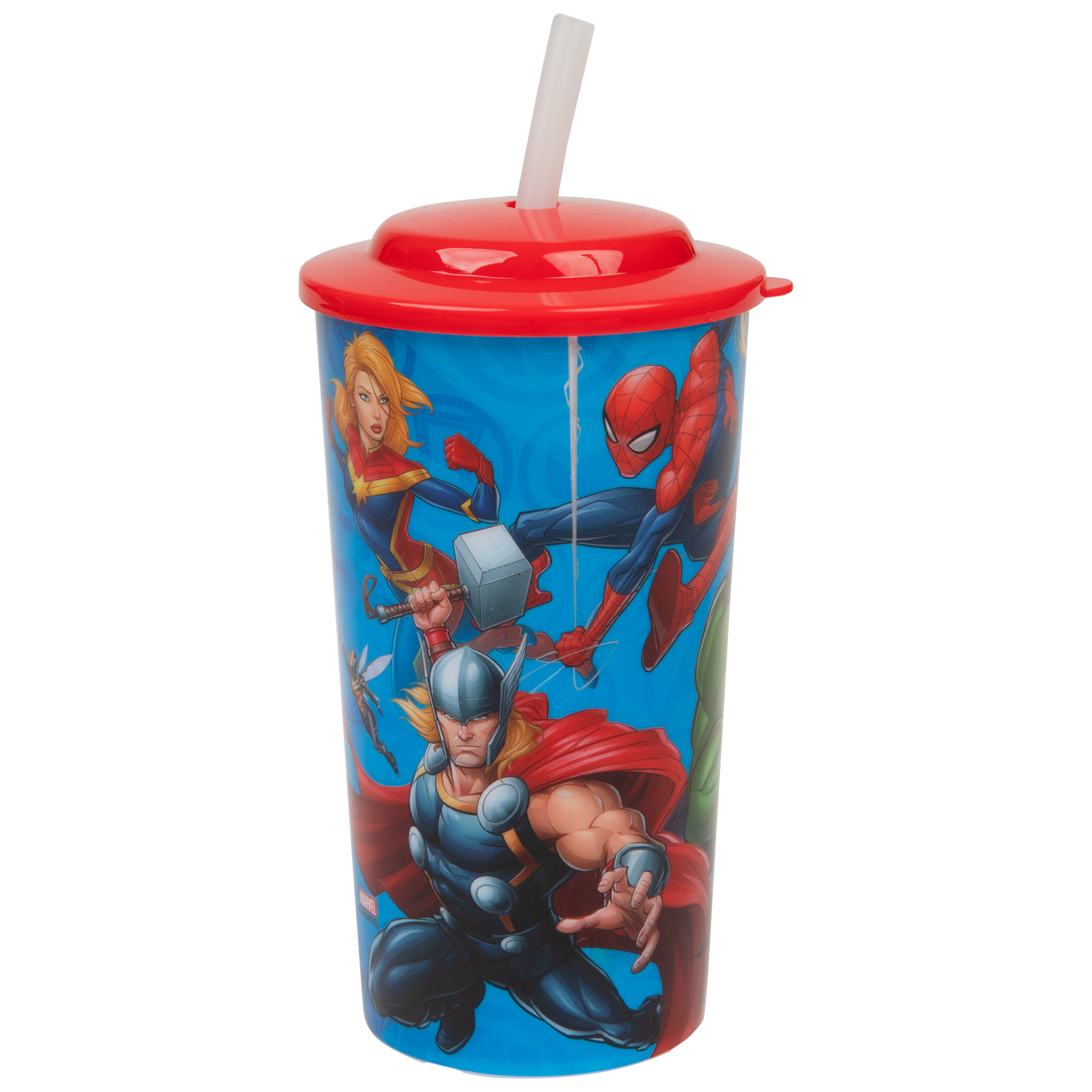 Marvel Avengers Heroes Characters 16oz Sports Tumbler w/ Straw, Blue