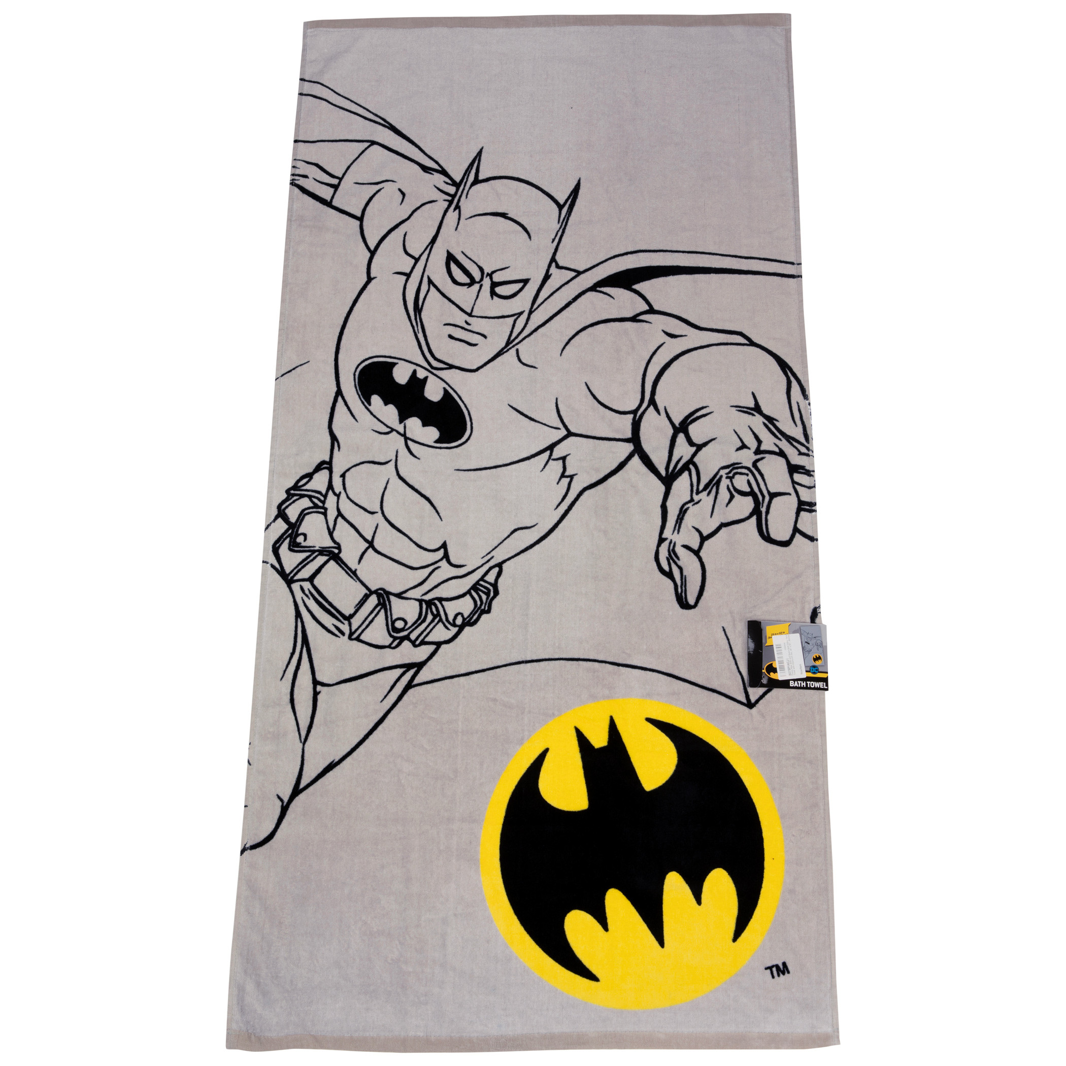 Batman Character Sketch and Symbol Bath Towel, White