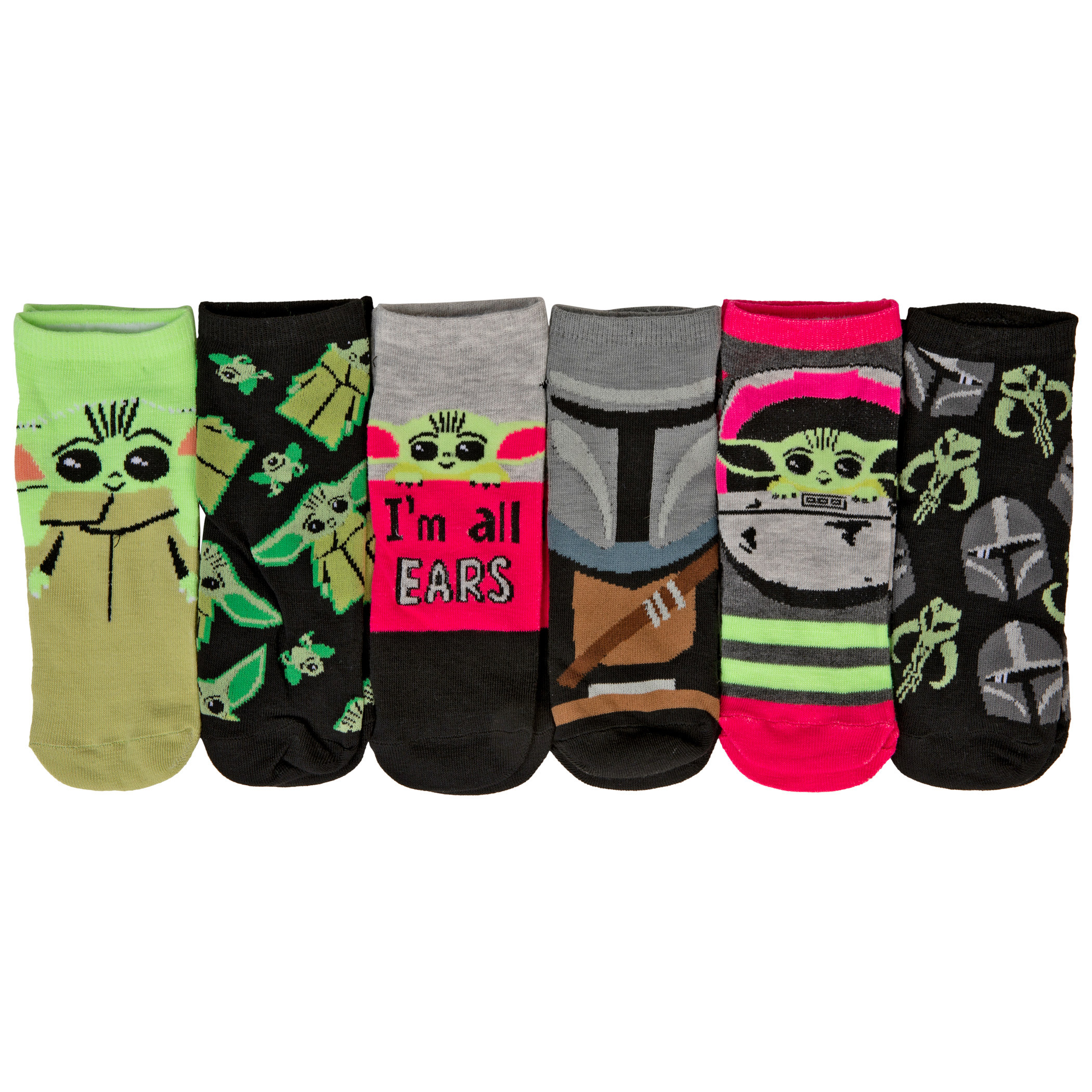 Star Wars the Mandalorian The Child Grogu Women's 6-Pack of Shorties Socks, Multi-Color