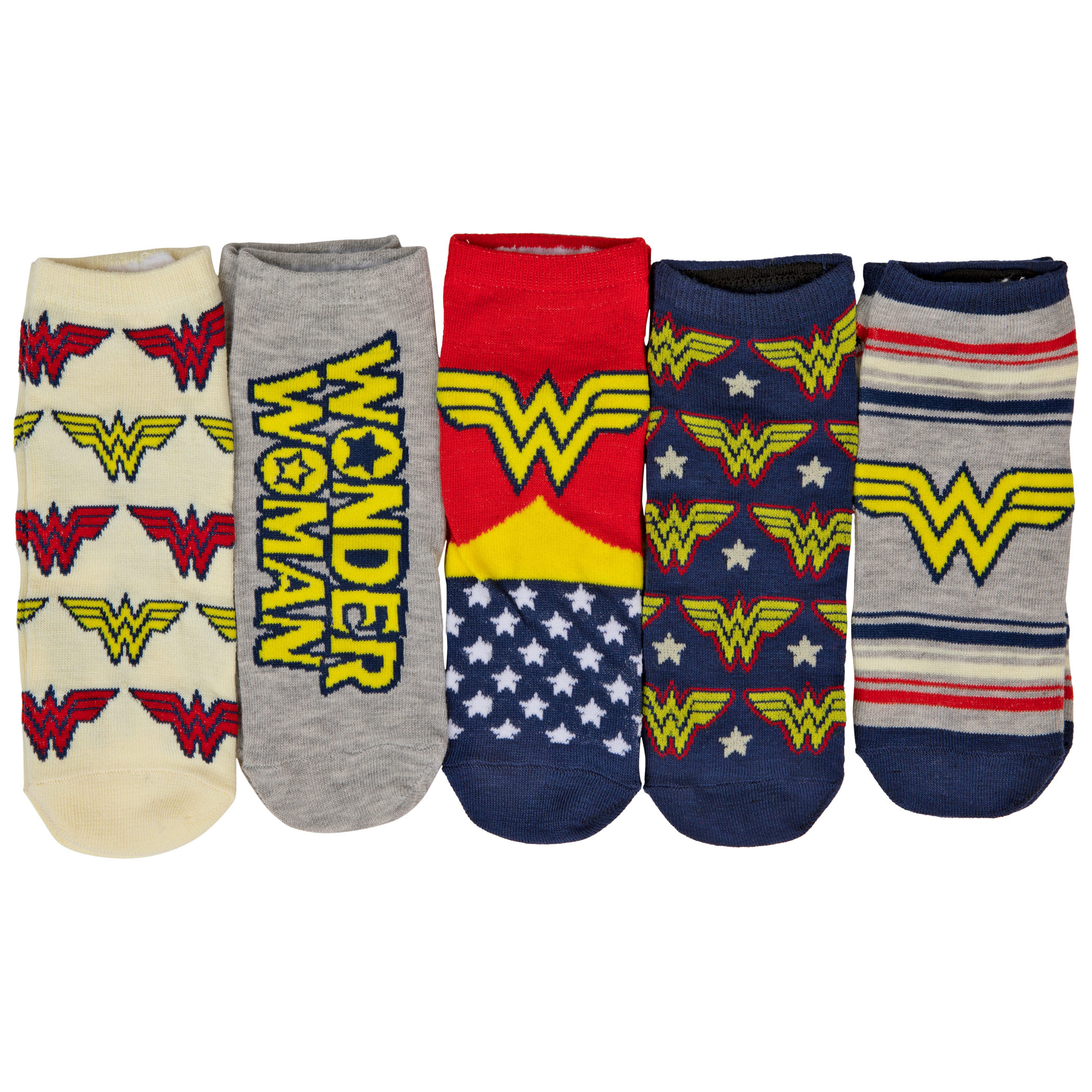 Wonder Woman Logos and Symbols Women's 5-Pack of Shorties Socks, Multi-Color