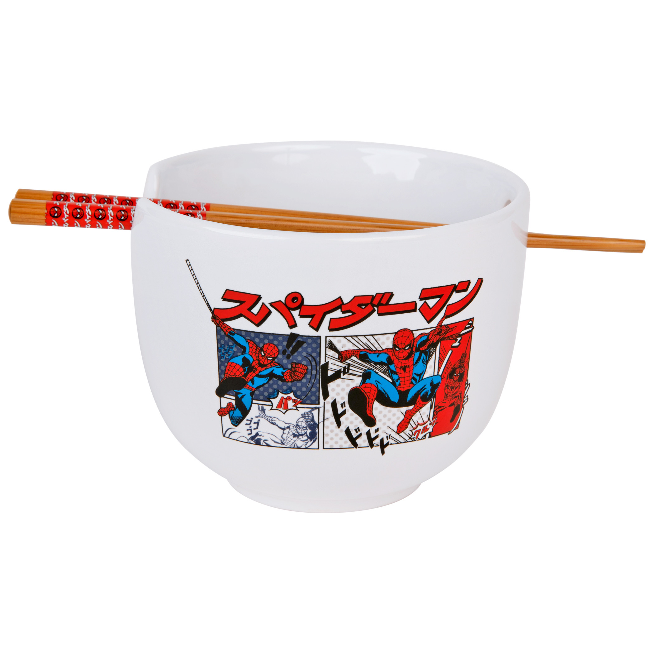 Spider-Man Manga Panels Ramen Bowl with Chopsticks, Multi-Color