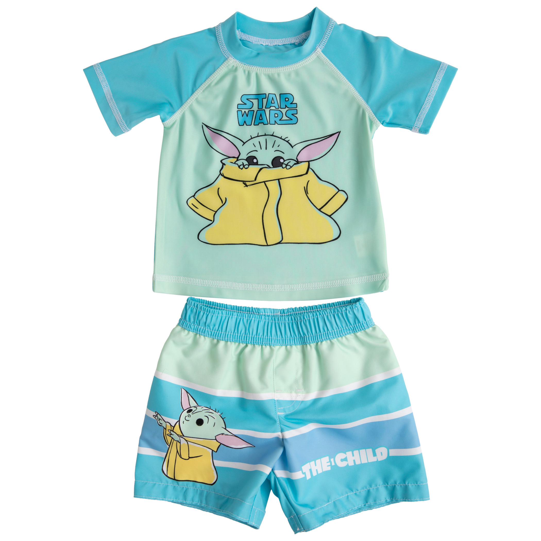 Star Wars The Child Grogu Youth Swim Trunks and Rashguard Set, Multi-Color