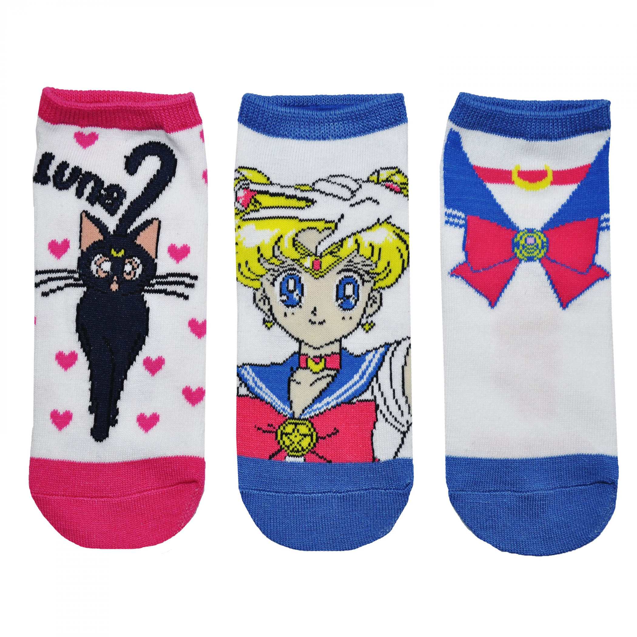 Sailor Moon Luna 3-Pair Pack of Lowcut Socks, Multi-Color