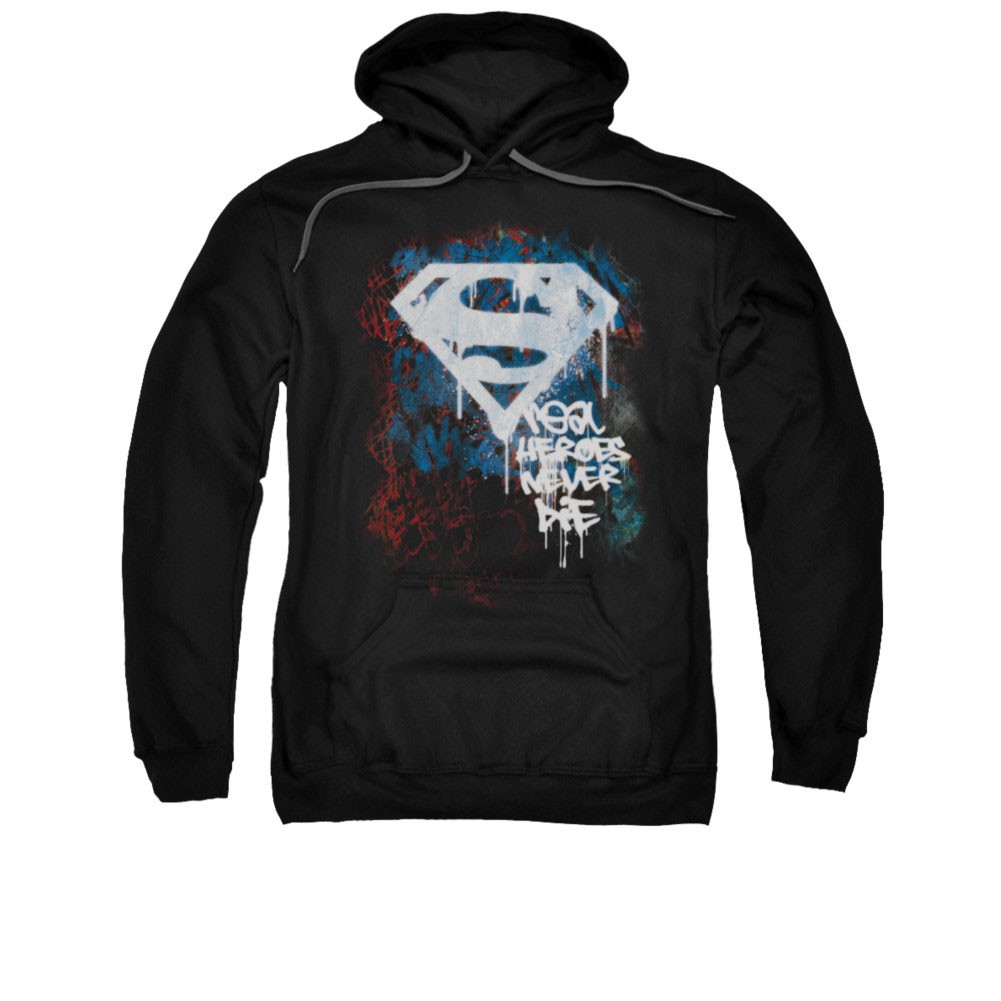 Superman Real Heroes Never Die Black Pullover Hoodie