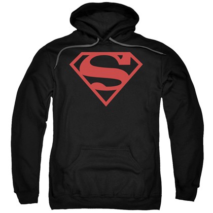 Superman Black and Red Logo Hoodie, Black